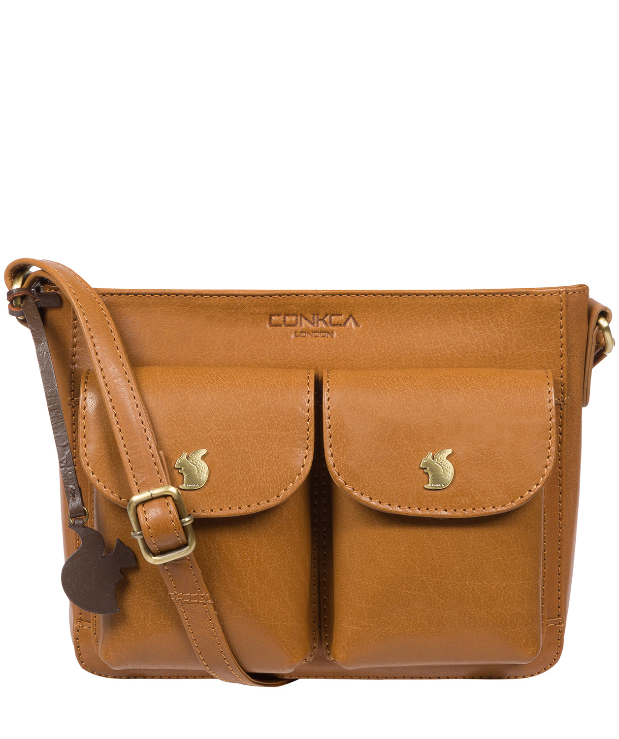 'Eski' Dark Tan Leather Cross Body Bag