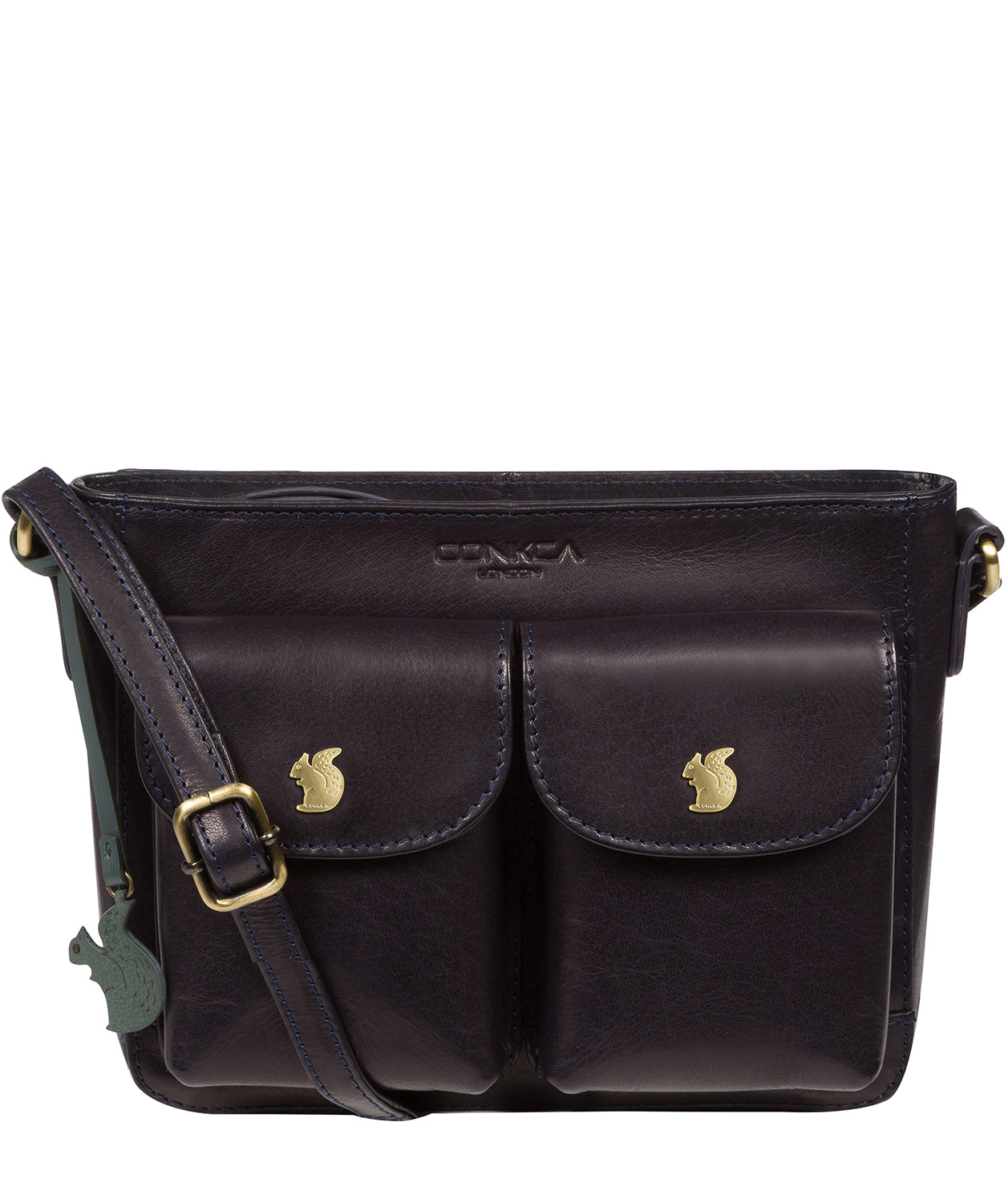 'Eski' Navy Leather Cross Body Bag