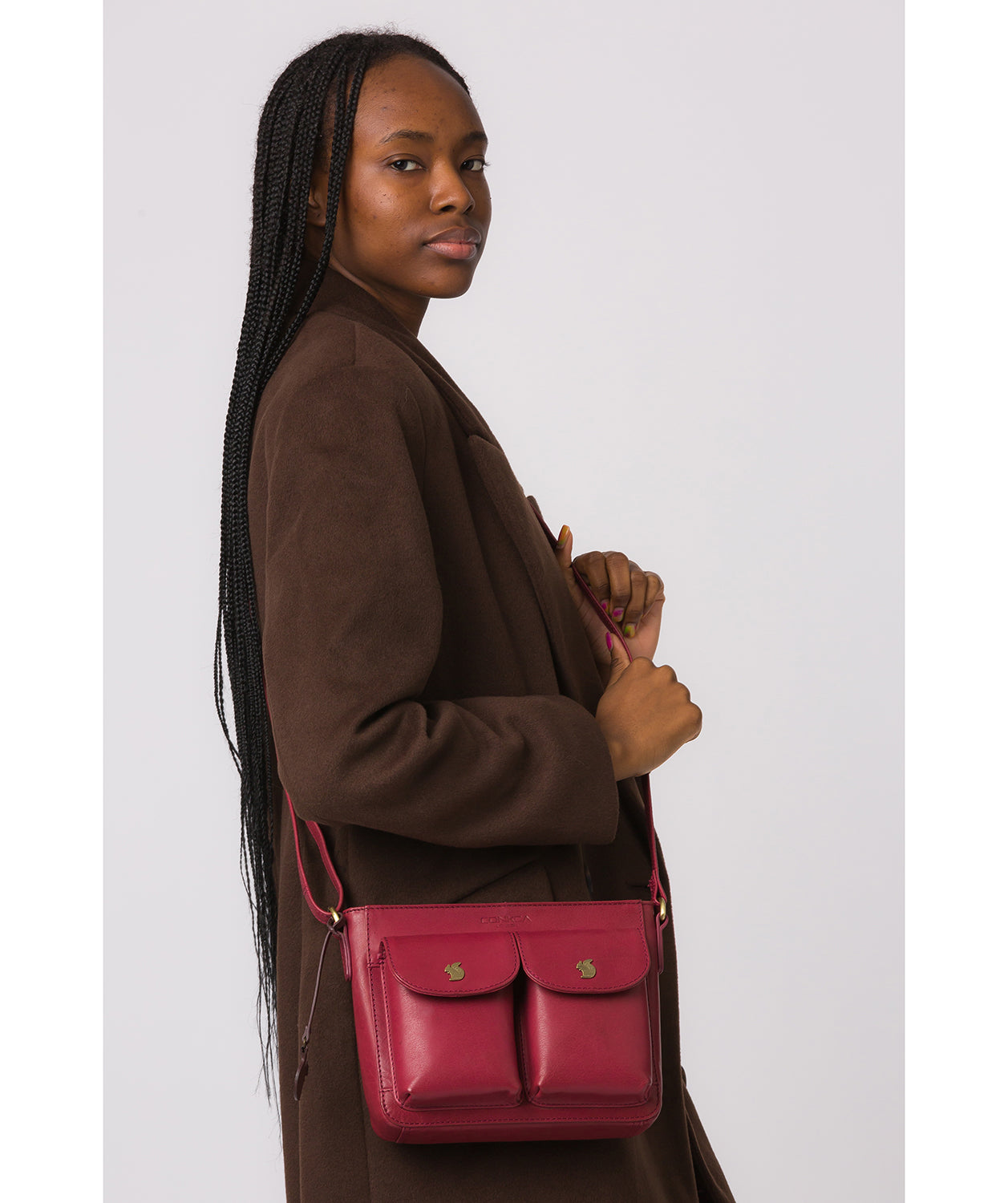 'Eski' Orchid Leather Cross Body Bag