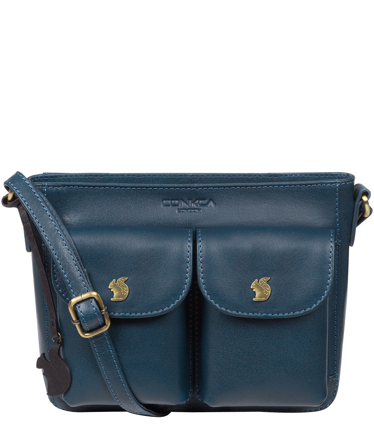 'Eski' Snorkel Blue Leather Cross Body Bag