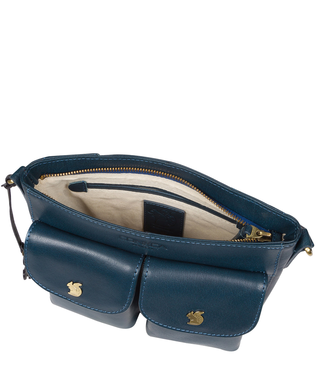 'Eski' Snorkel Blue Leather Cross Body Bag