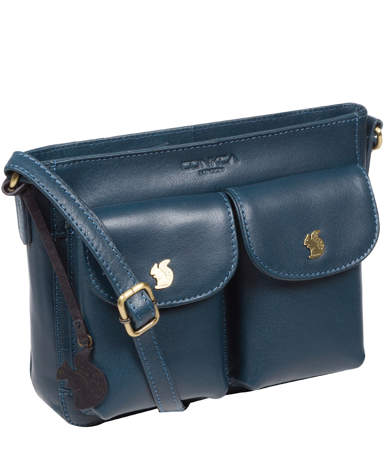 'Eski' Snorkel Blue Leather Cross Body Bag