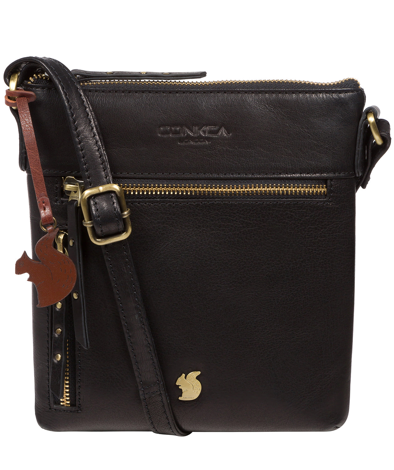 'Elf' Black Leather Cross Body Bag