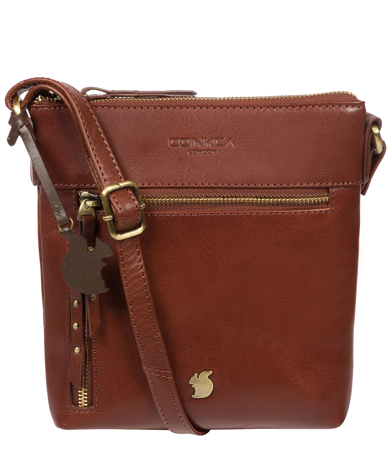 'Elf' Conker Brown Leather Cross Body Bag