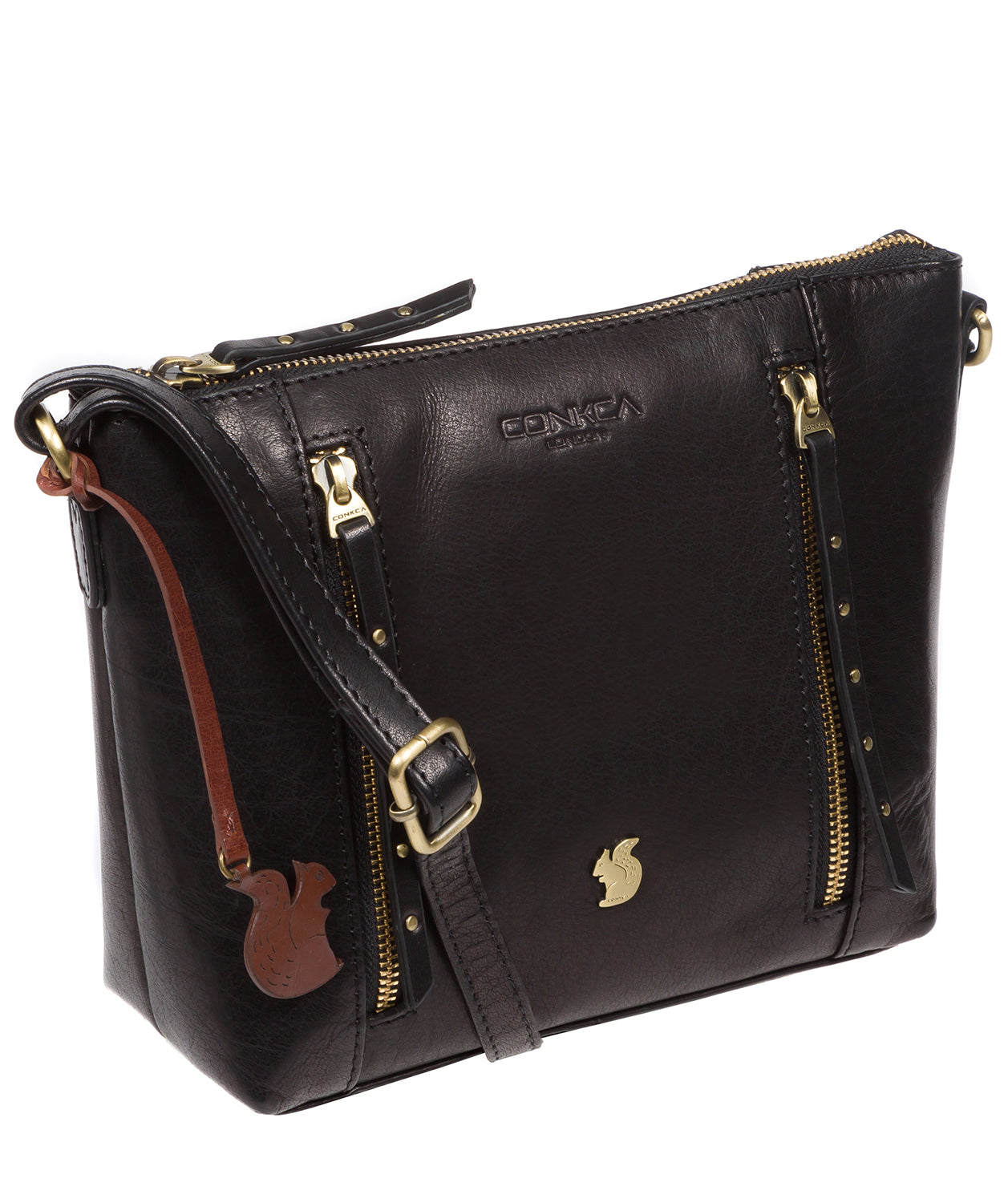 'Pip' Black Leather Cross Body Bag