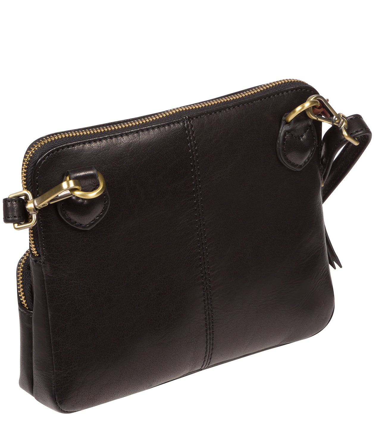 'Angel' Black Leather Cross Body Clutch Bag