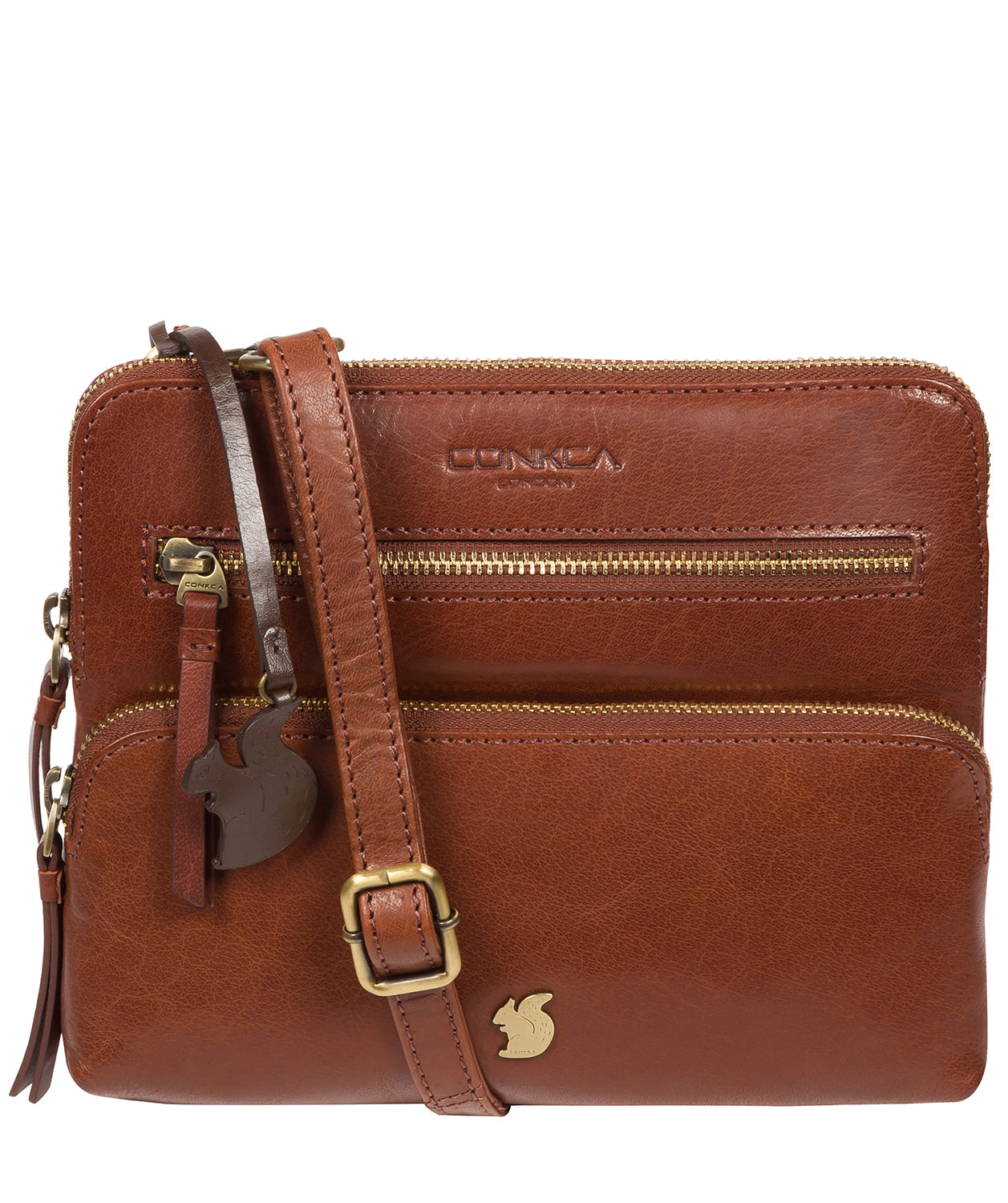 'Angel' Conker Brown Leather Cross Body Clutch Bag