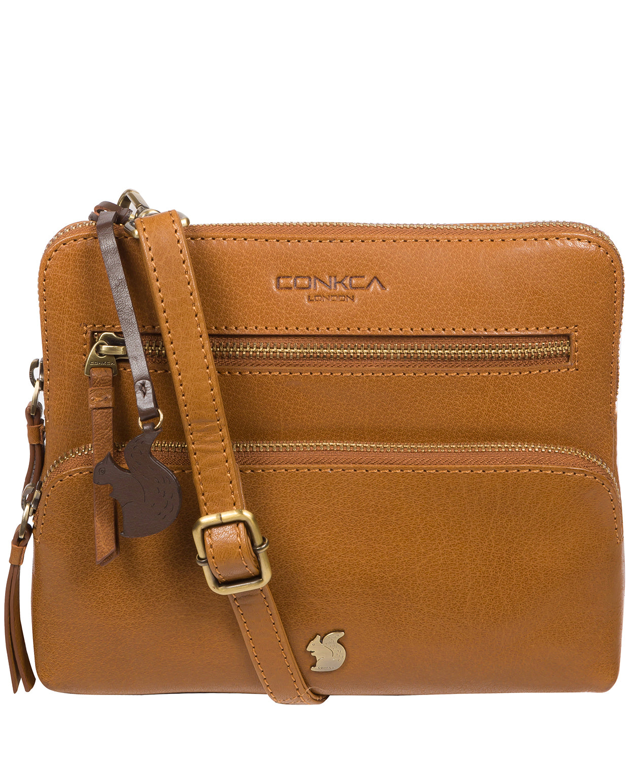 'Angel' Dark Tan Leather Cross Body Clutch Bag