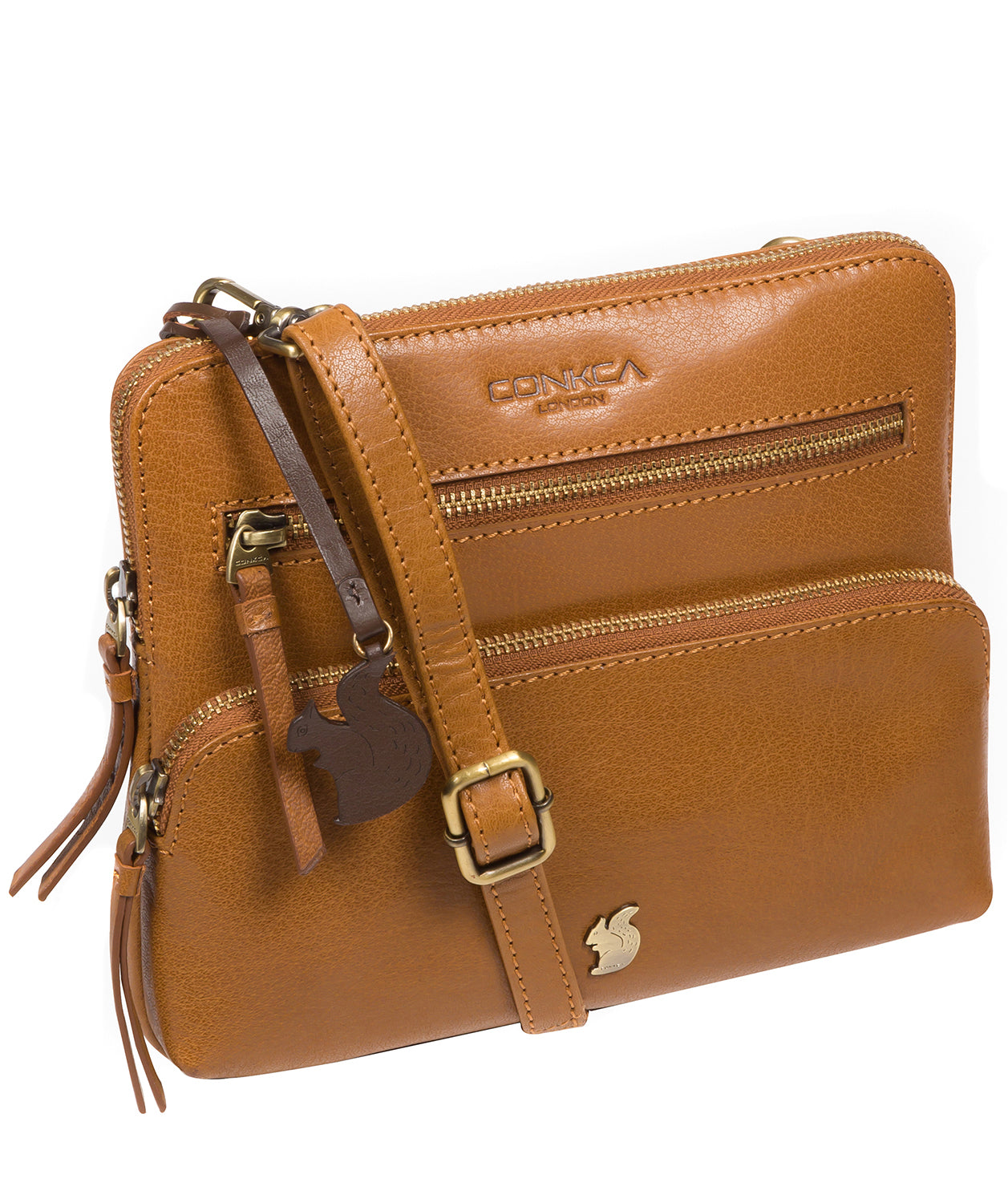 'Angel' Dark Tan Leather Cross Body Clutch Bag