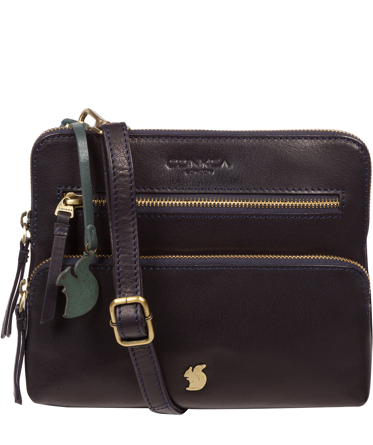 'Angel' Navy Leather Cross Body Clutch Bag