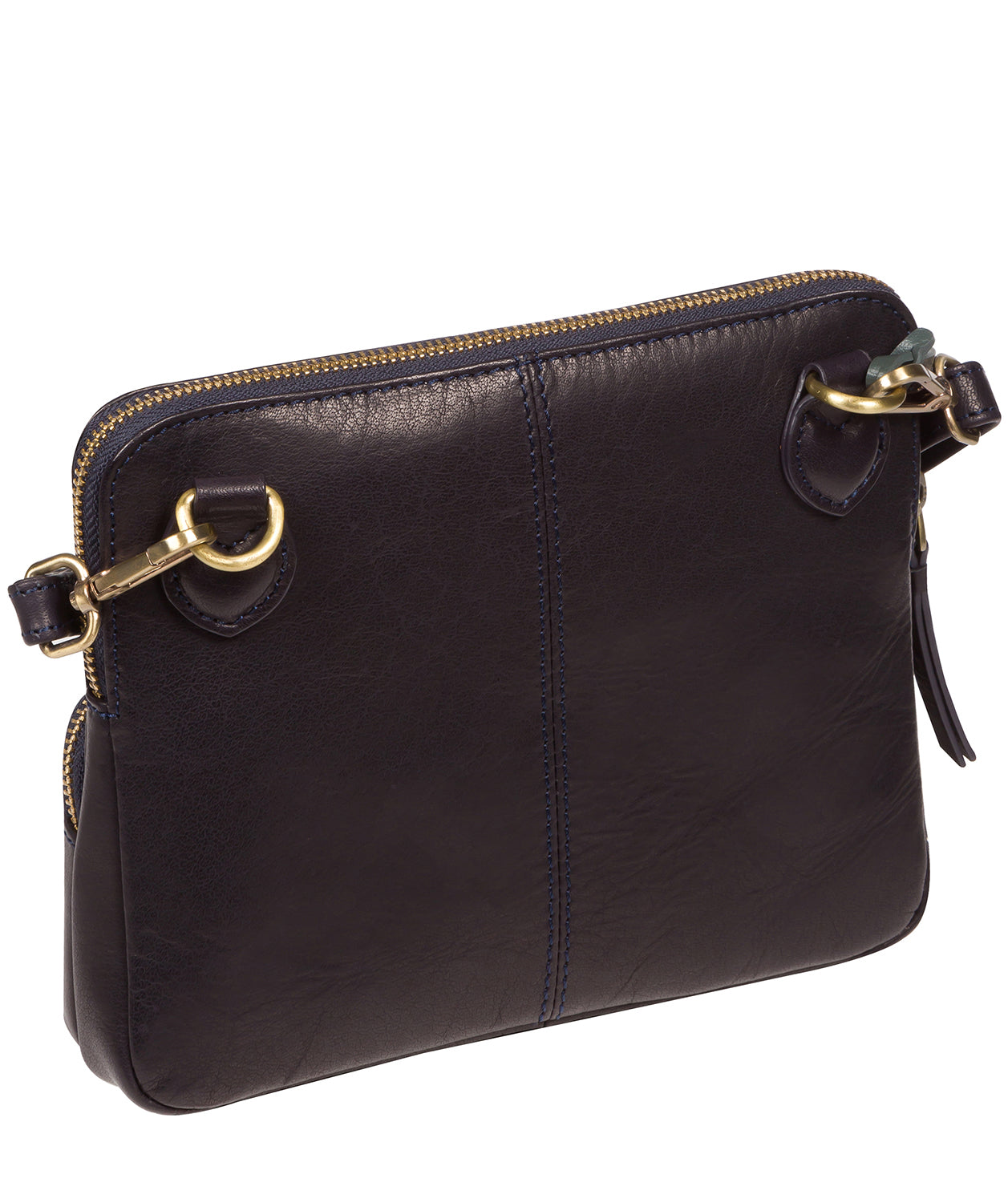 'Angel' Navy Leather Cross Body Clutch Bag