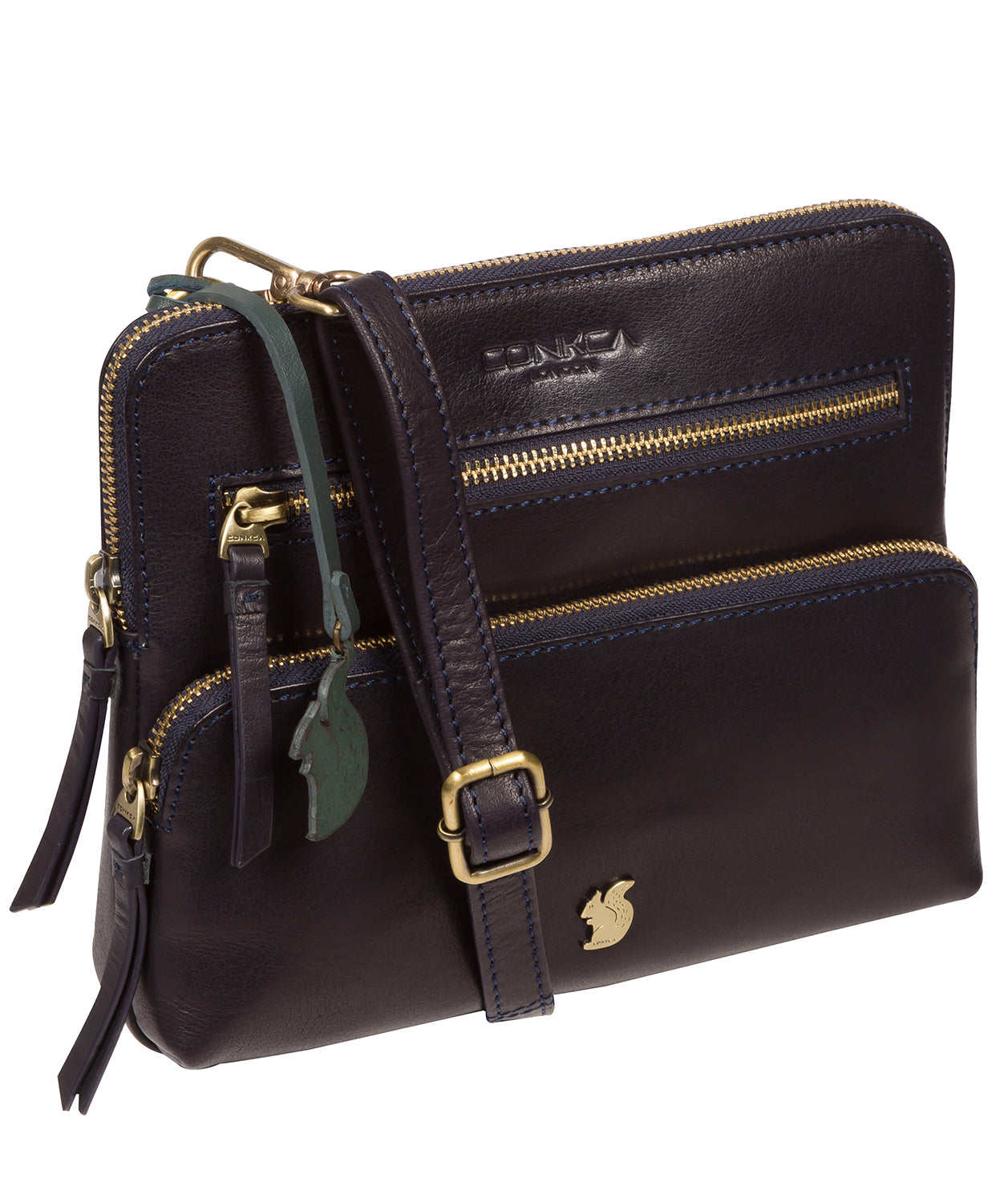 'Angel' Navy Leather Cross Body Clutch Bag