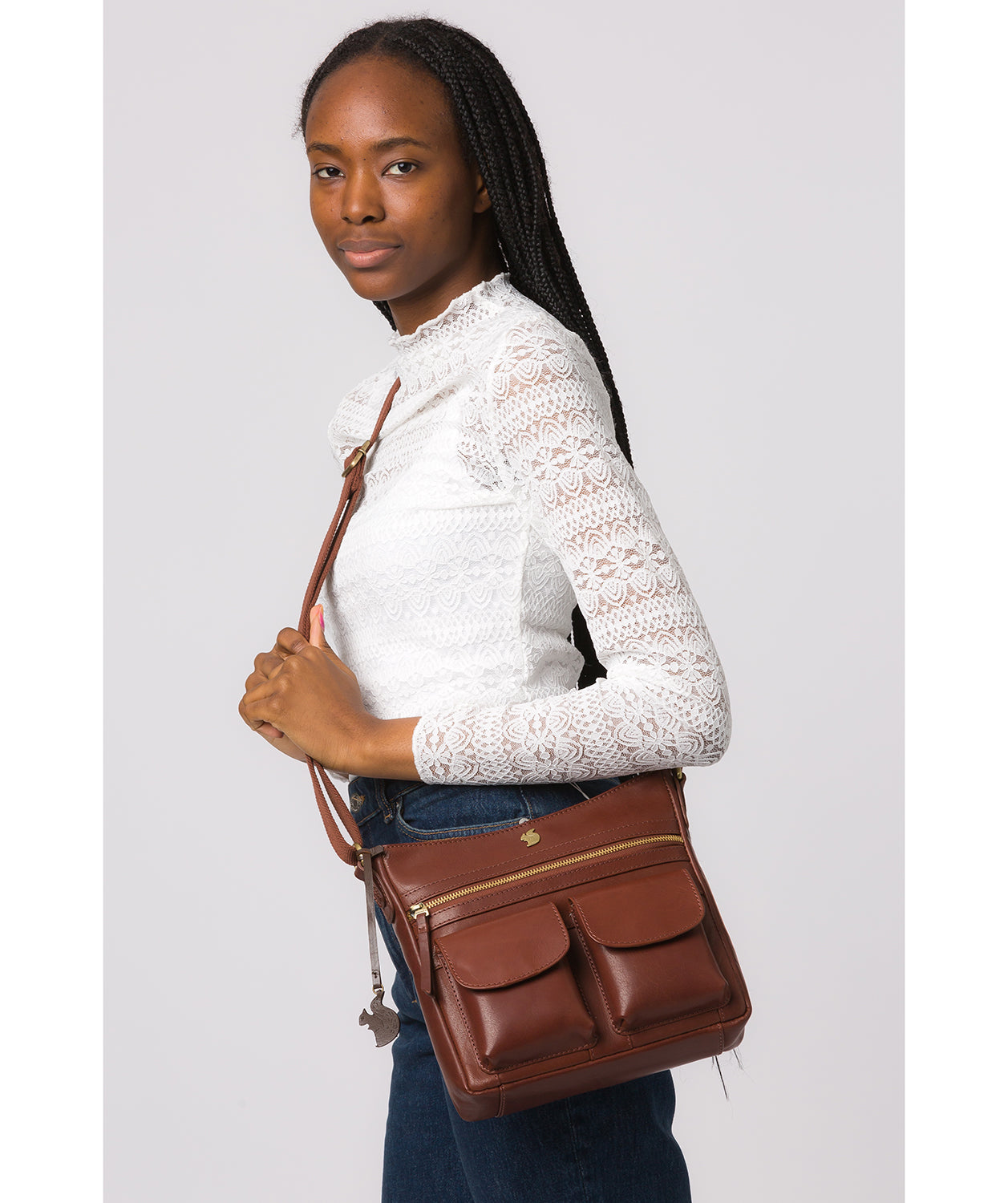 'Baby Bon' Conker Brown Leather Cross Body Bag