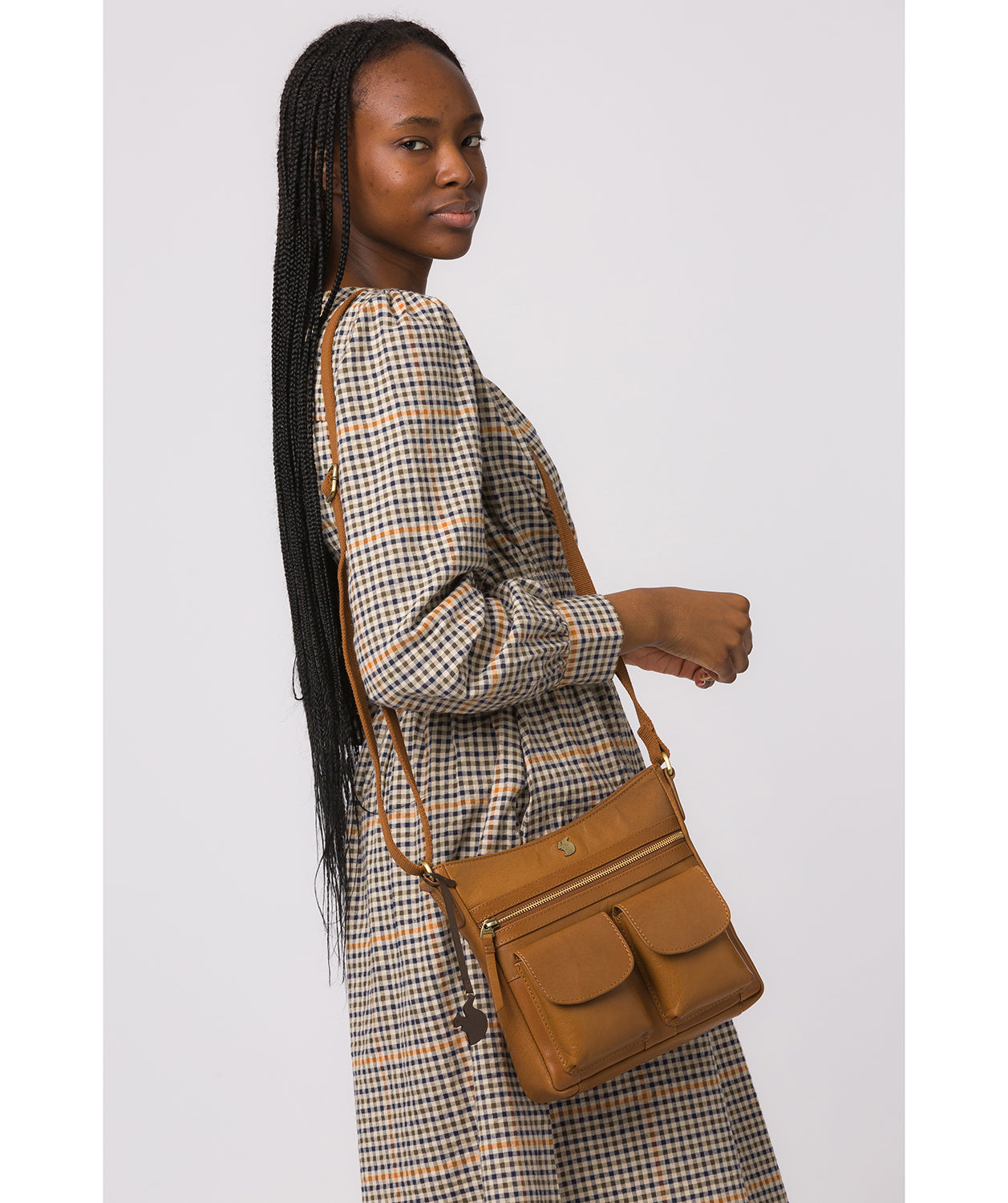 'Baby Bon' Dark Tan Leather Cross Body Bag