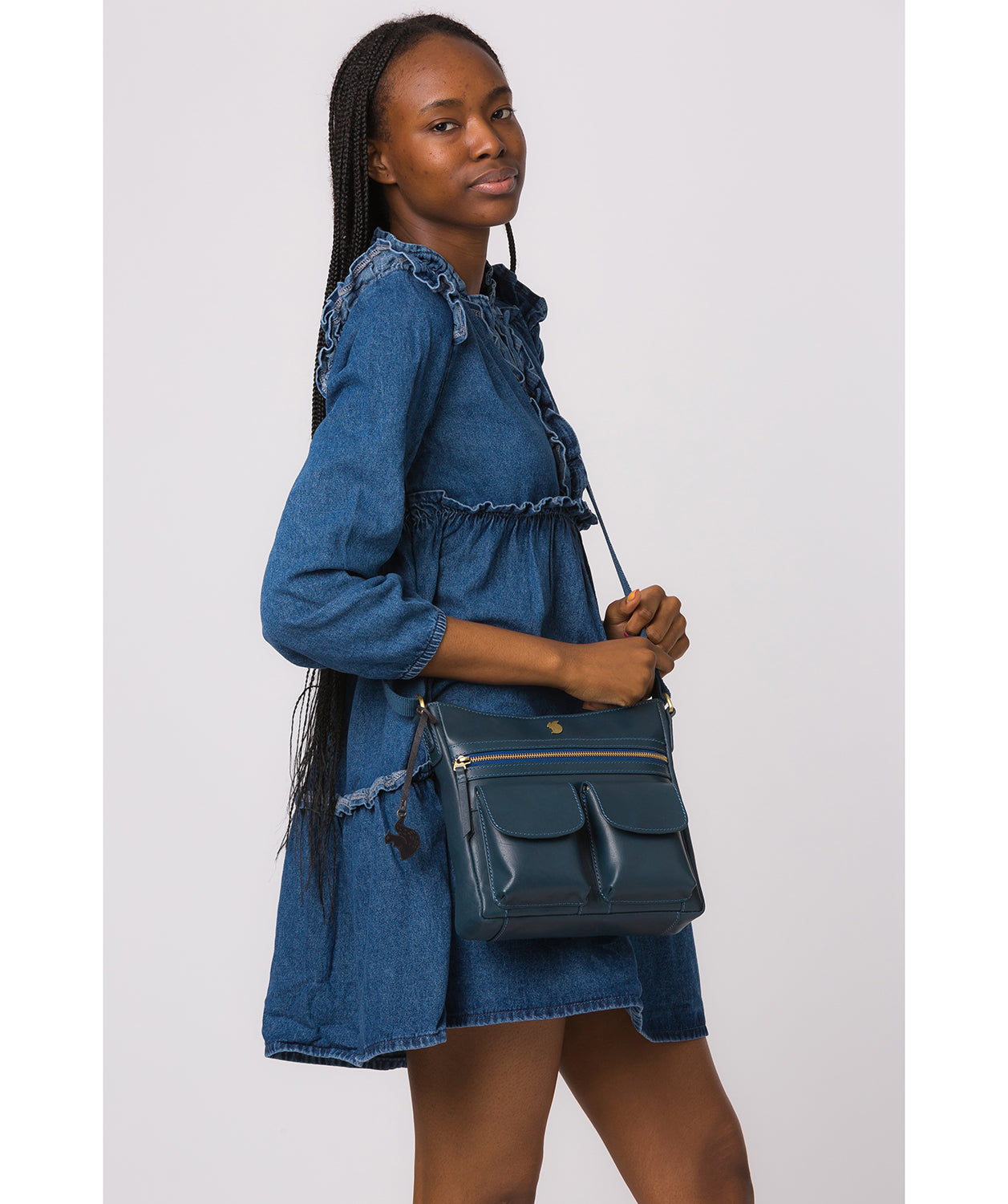 'Baby Bon' Snorkel Blue Leather Cross Body Bag