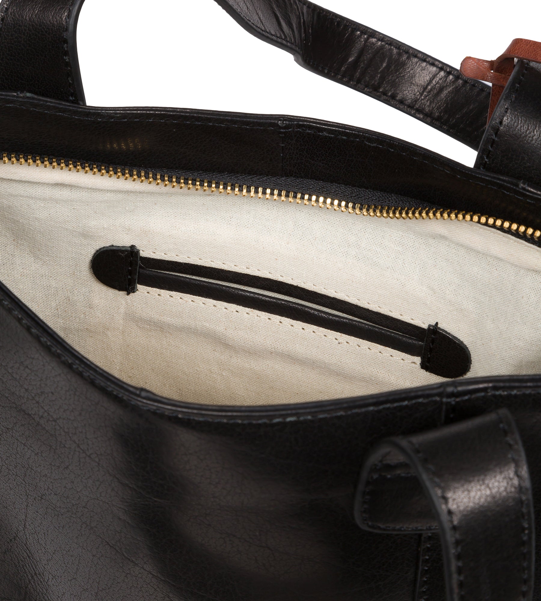 'Little Patience' Black Leather Tote Bag