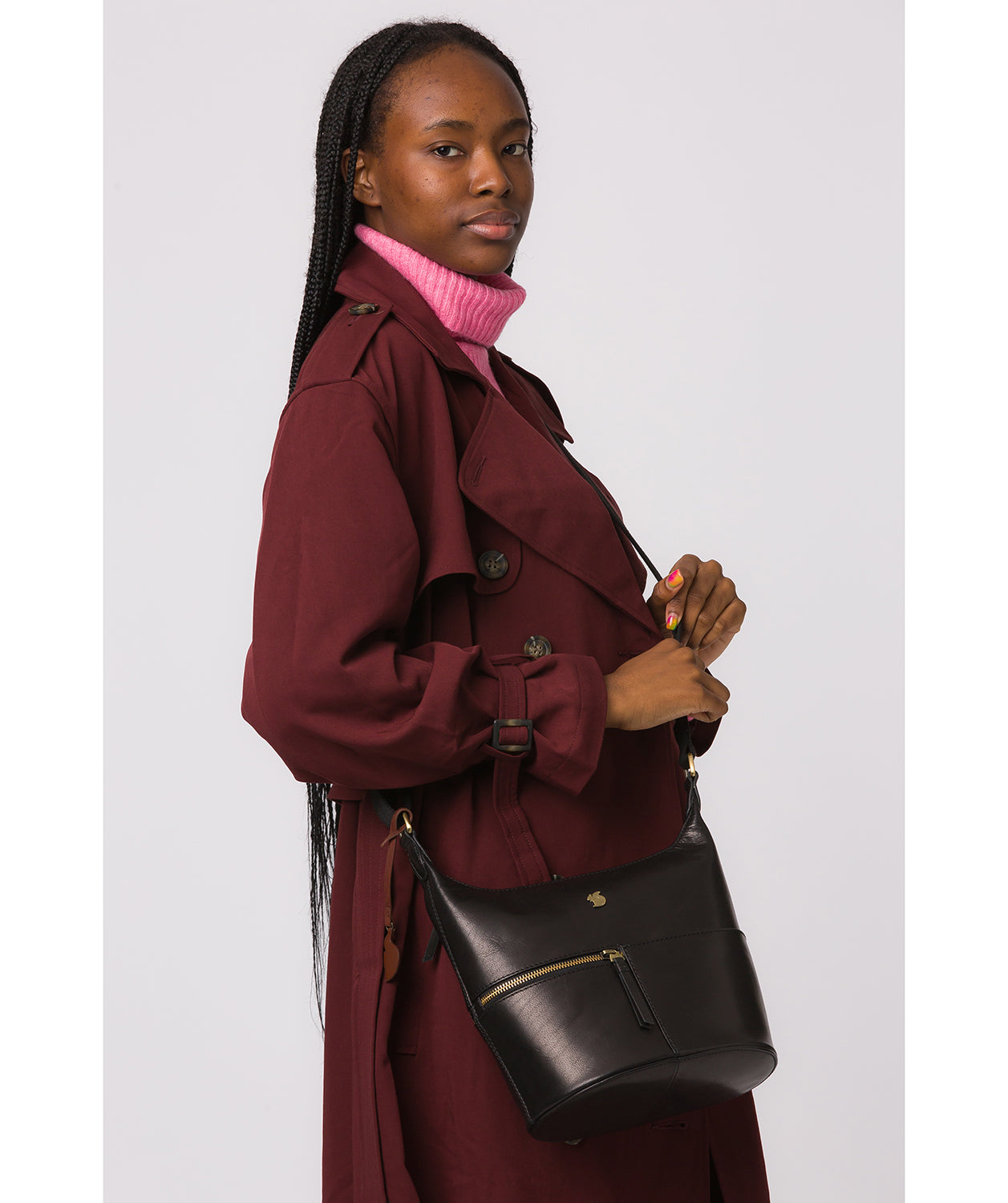 'Little Kristin' Black Leather Shoulder Bag