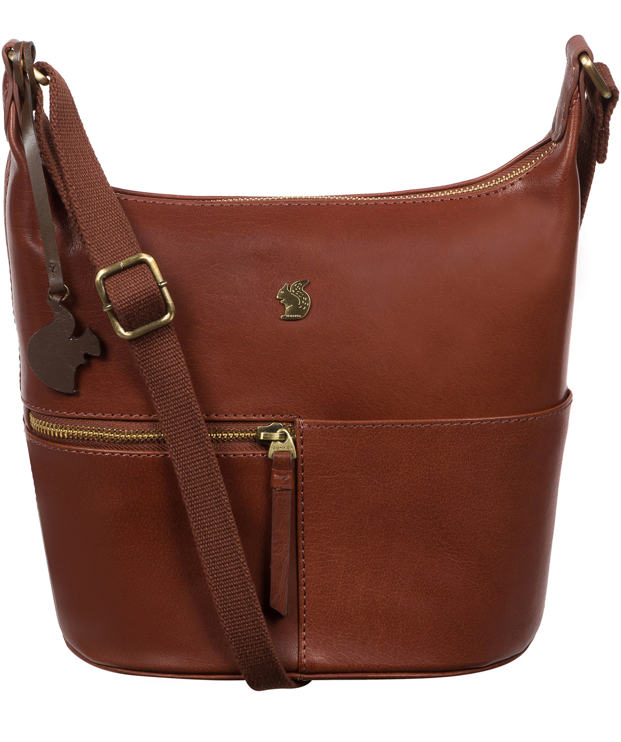 'Little Kristin' Conker Brown Leather Shoulder Bag