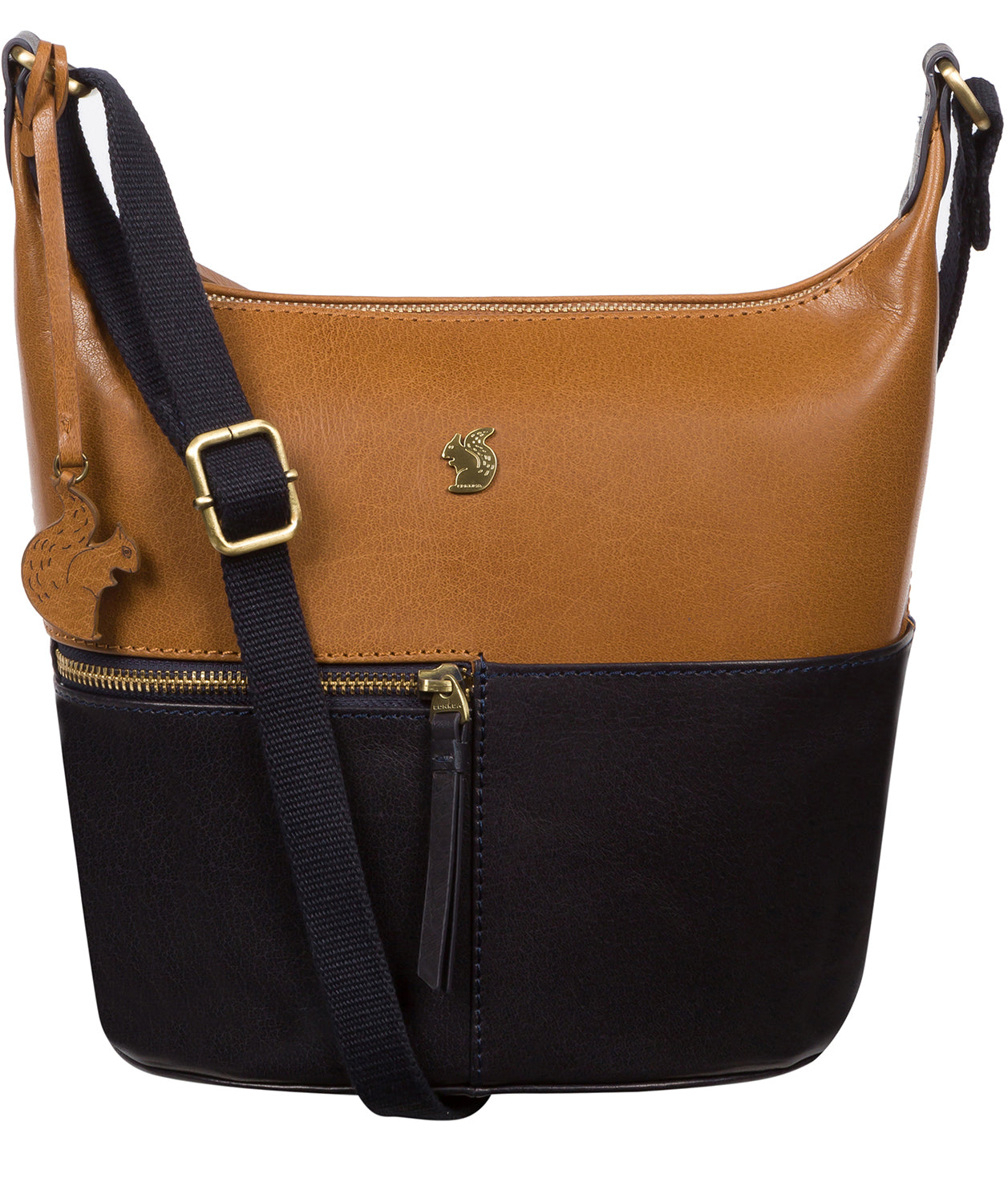 'Little Kristin' Navy & Dark Tan Leather Shoulder Bag