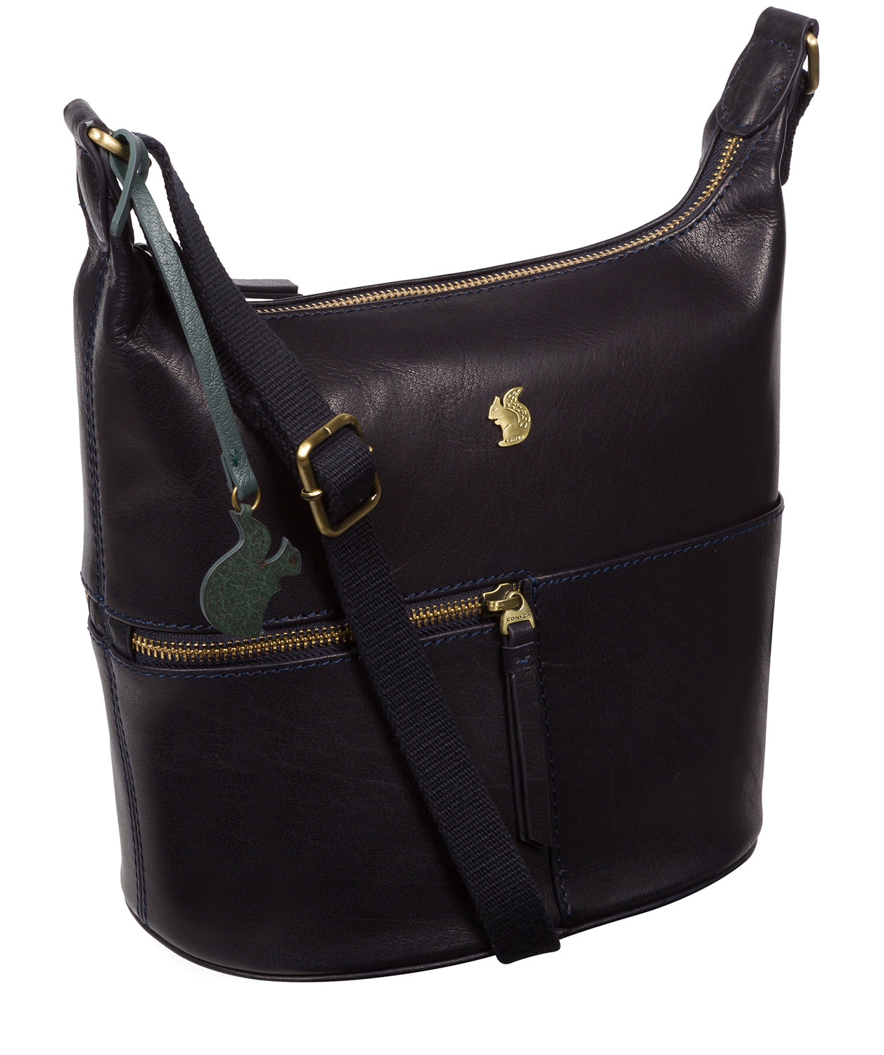 'Little Kristin' Navy Leather Shoulder Bag