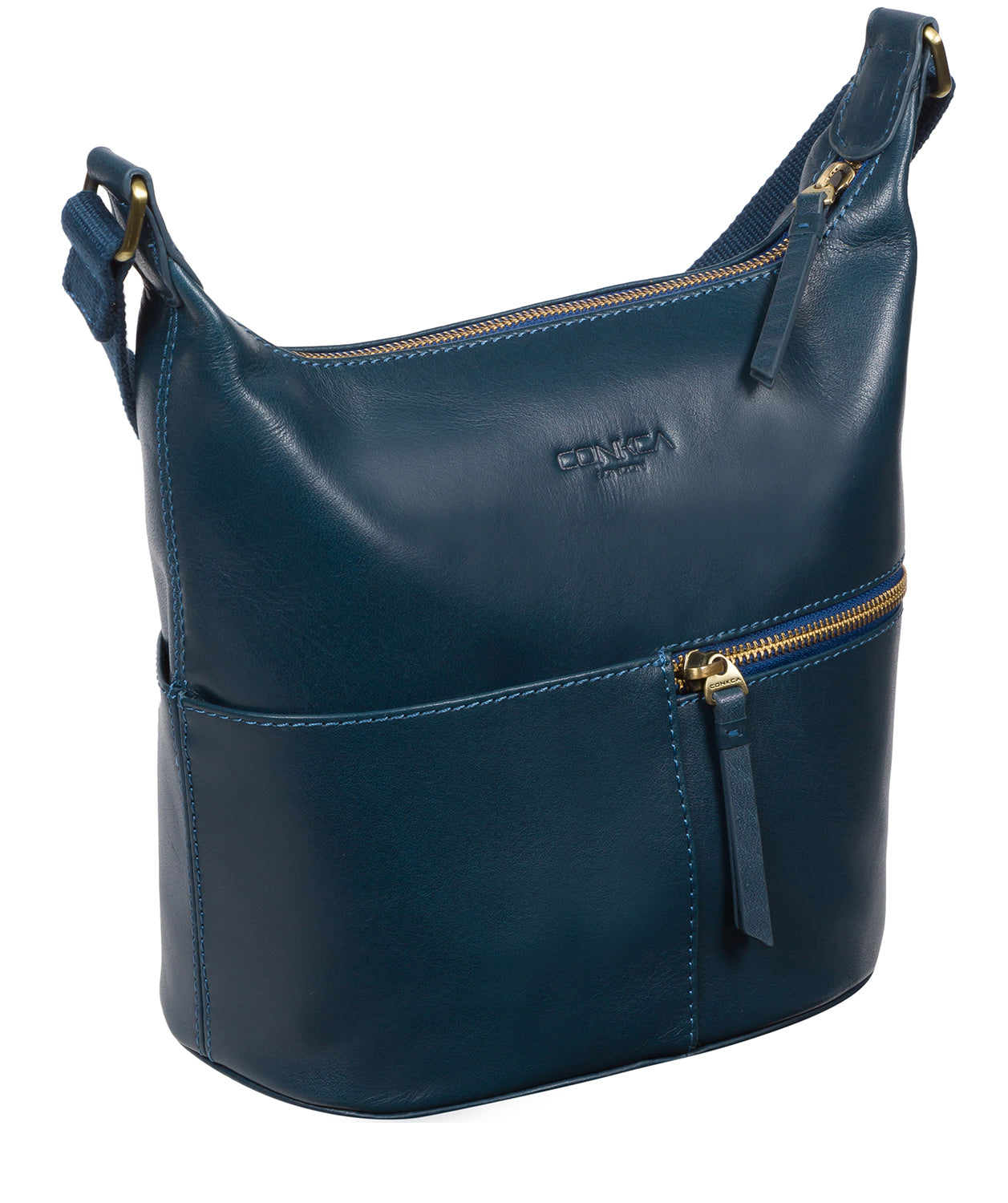 'Little Kristin' Snorkel Blue Leather Shoulder Bag