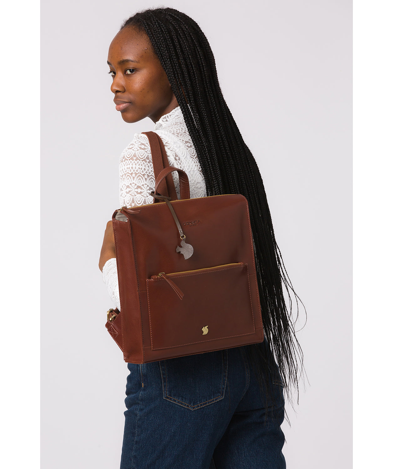 'Aok' Conker Brown Leather Backpack