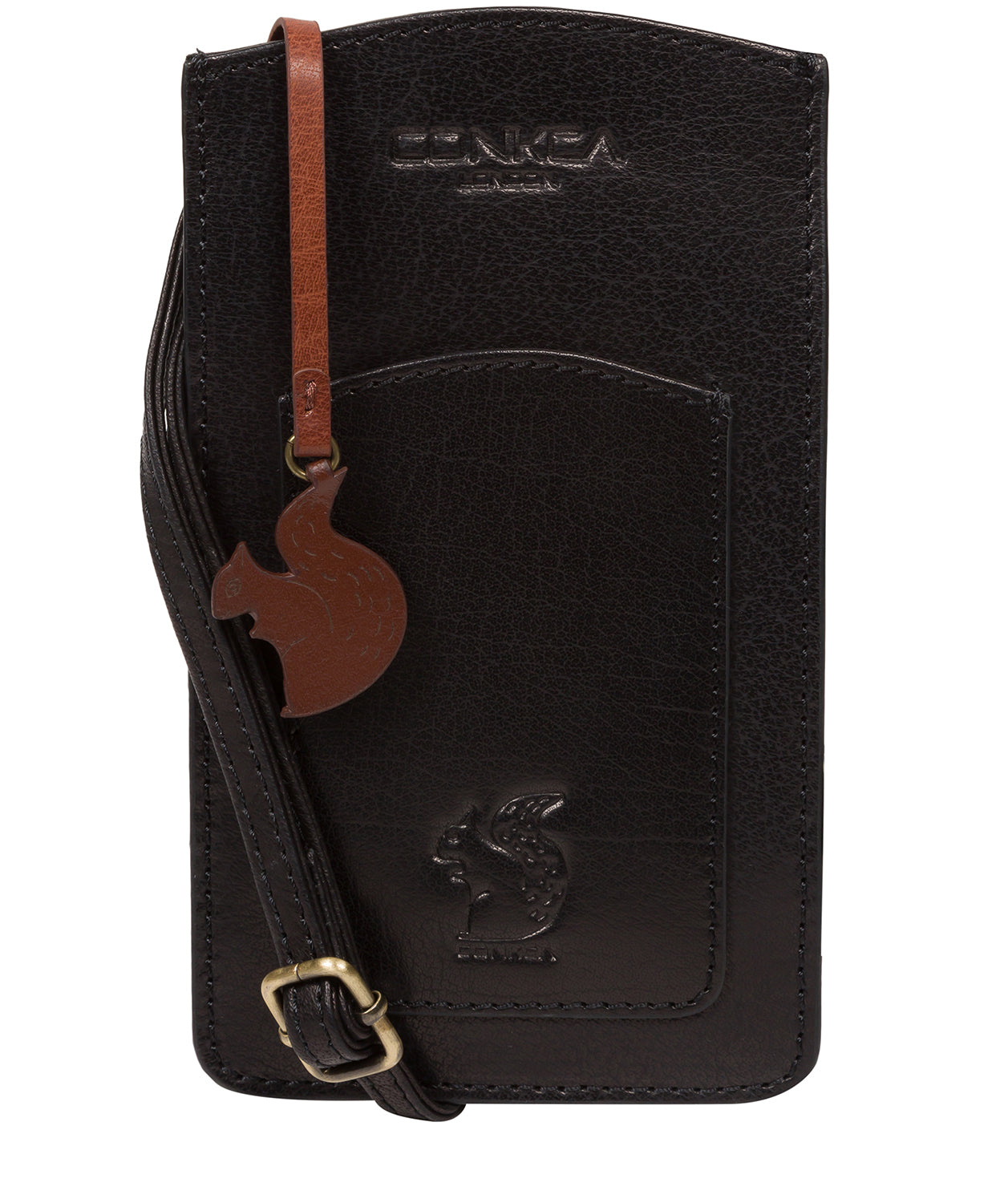 'Siren' Black Leather Cross Body Phone Bag