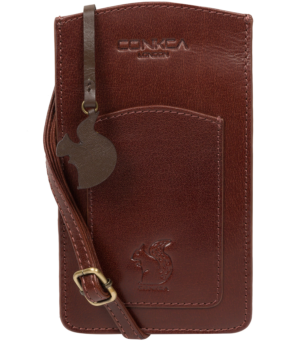 'Siren' Conker Brown Leather Cross Body Phone Bag