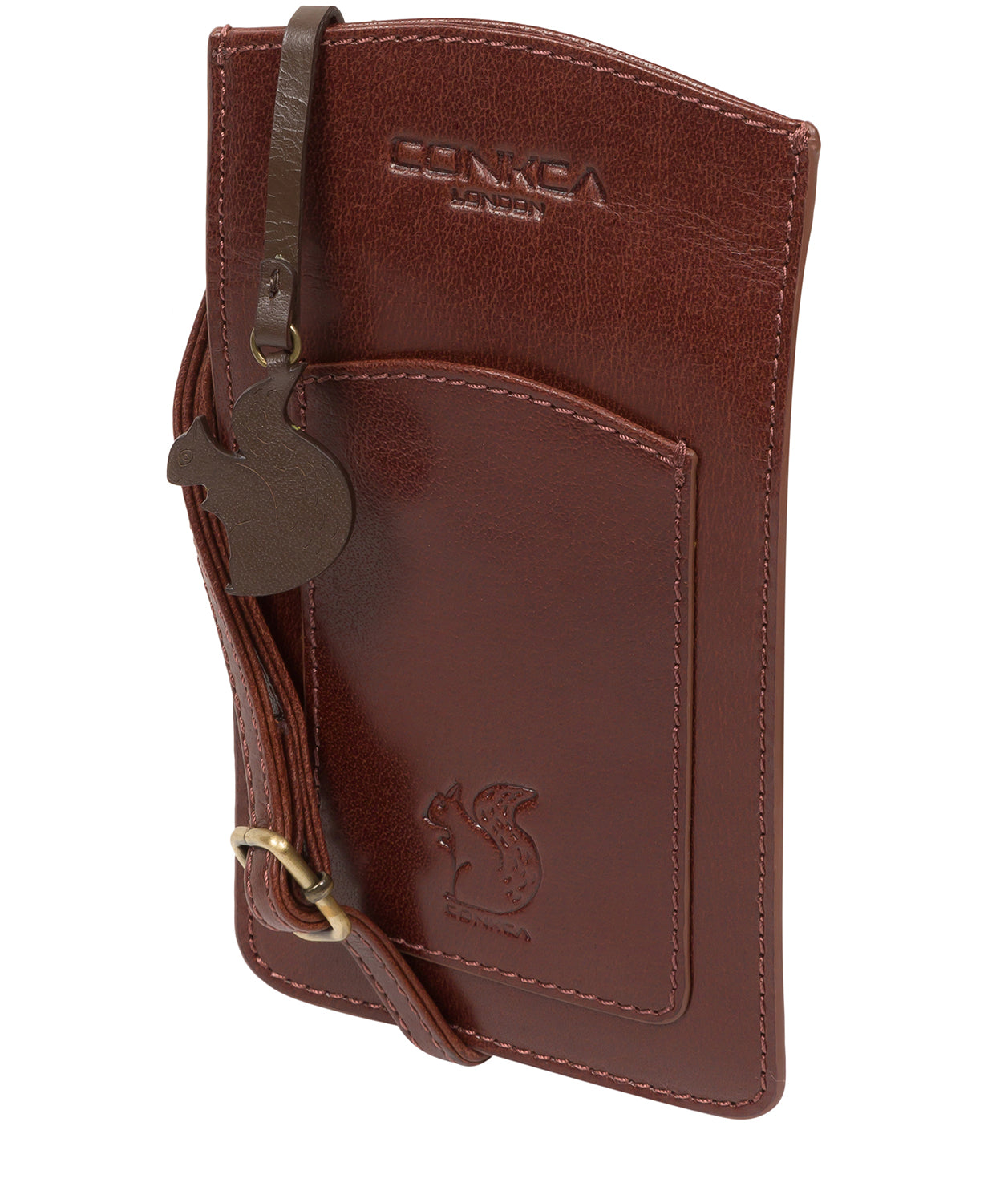 'Siren' Conker Brown Leather Cross Body Phone Bag