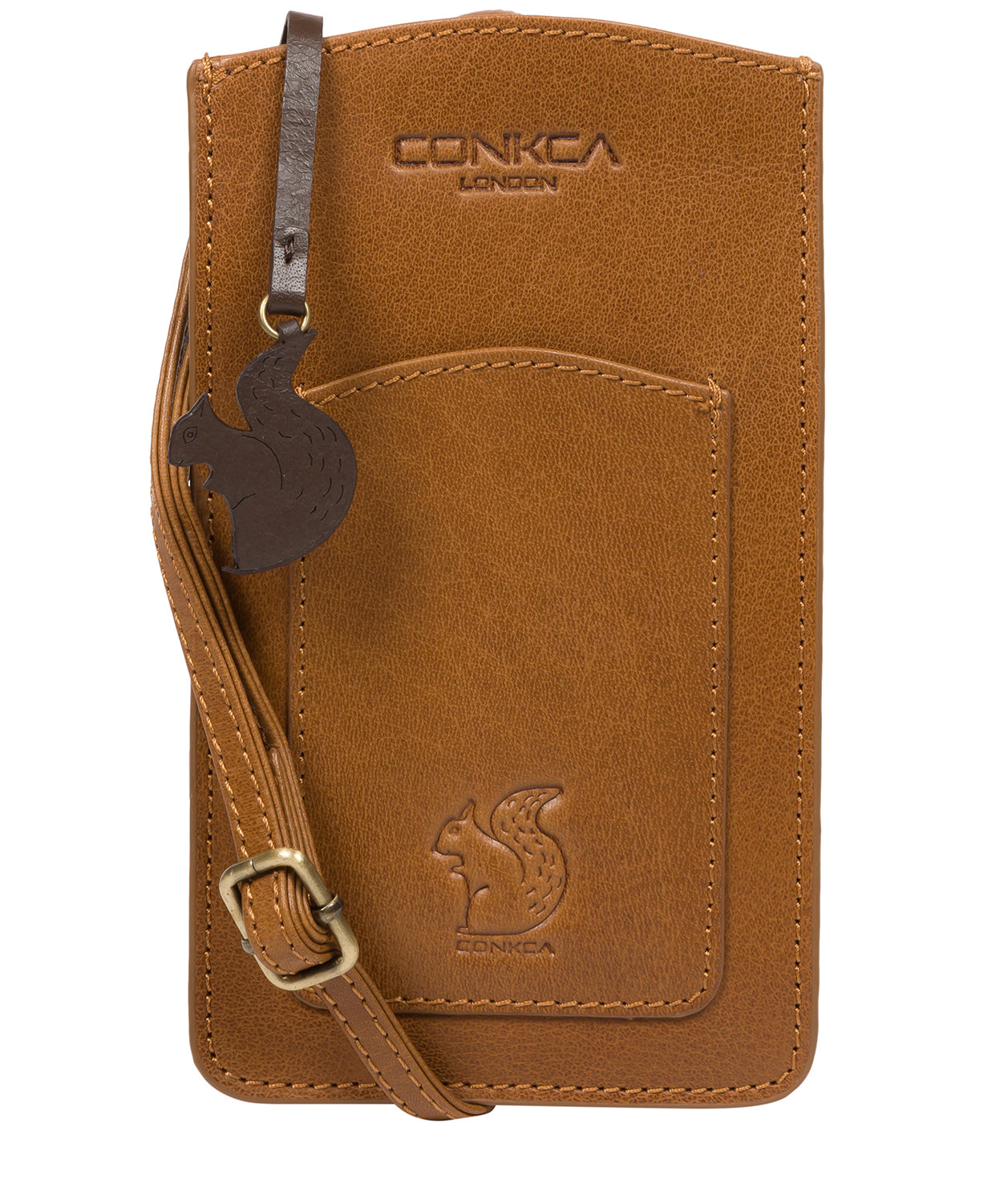 'Siren' Dark Tan Leather Cross Body Phone Bag