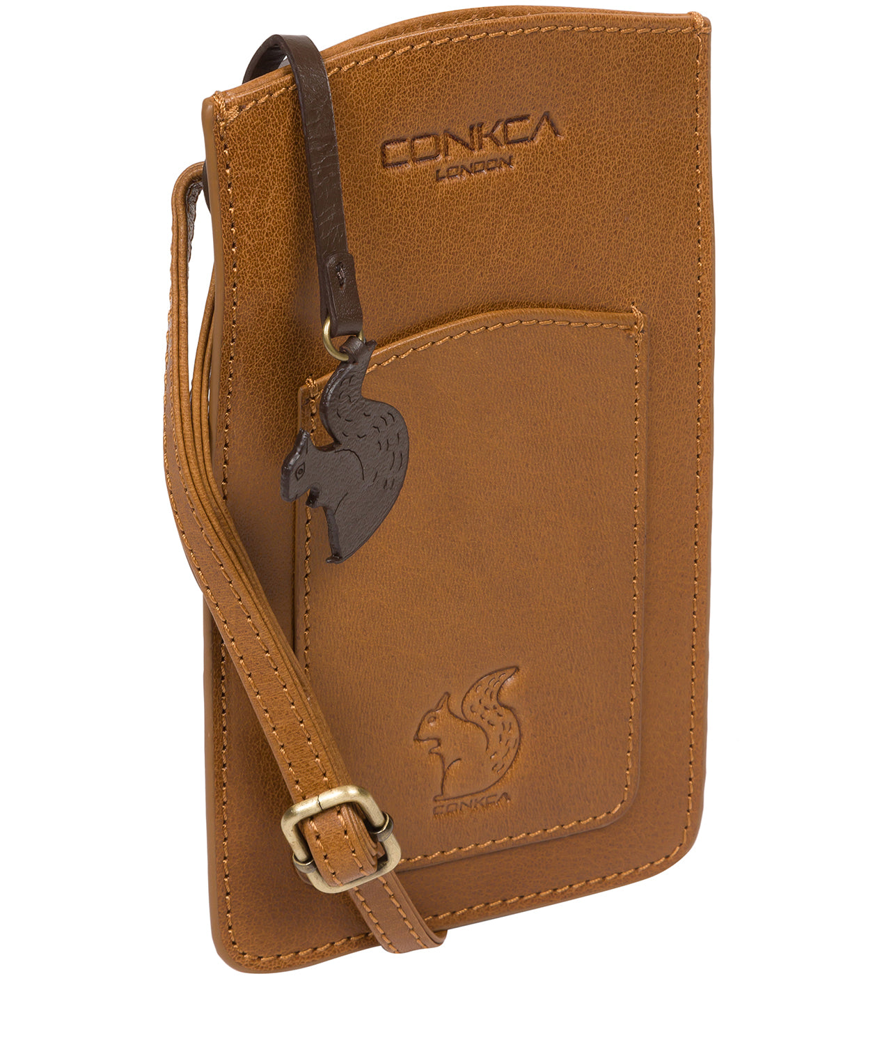 'Siren' Dark Tan Leather Cross Body Phone Bag