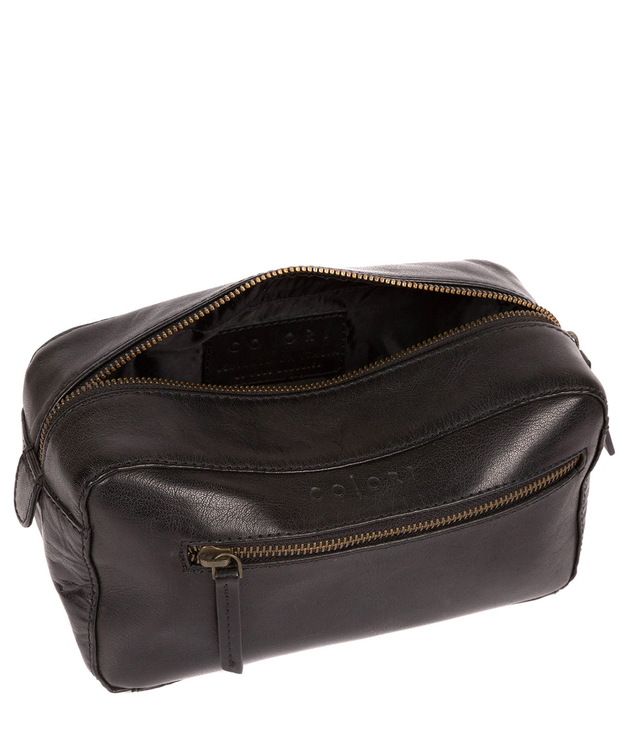 'Como' Italian Inspired Black Leather Washbag Pure Luxuries London