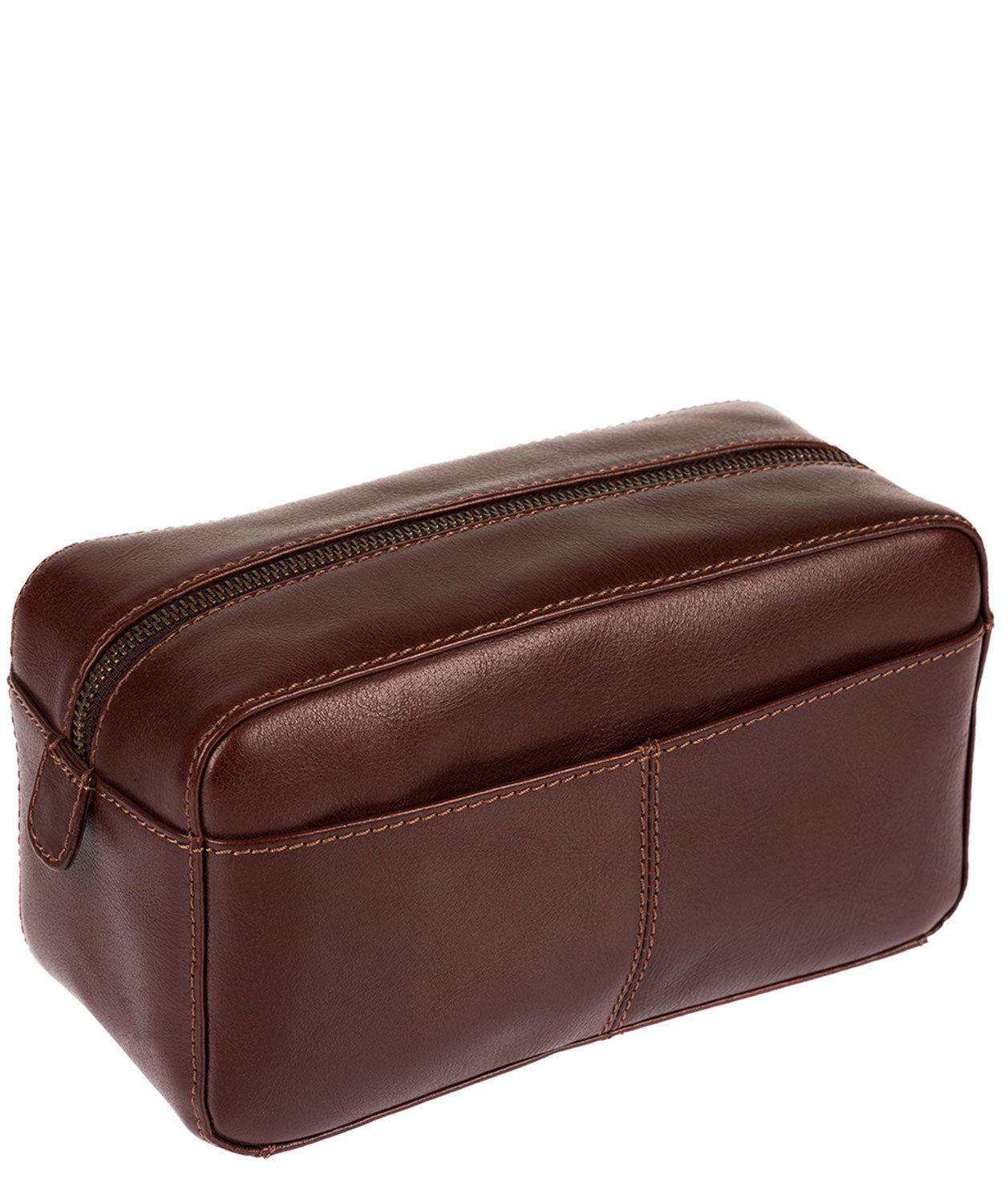 'Como' Italian-Inspired Brown Leather Washbag