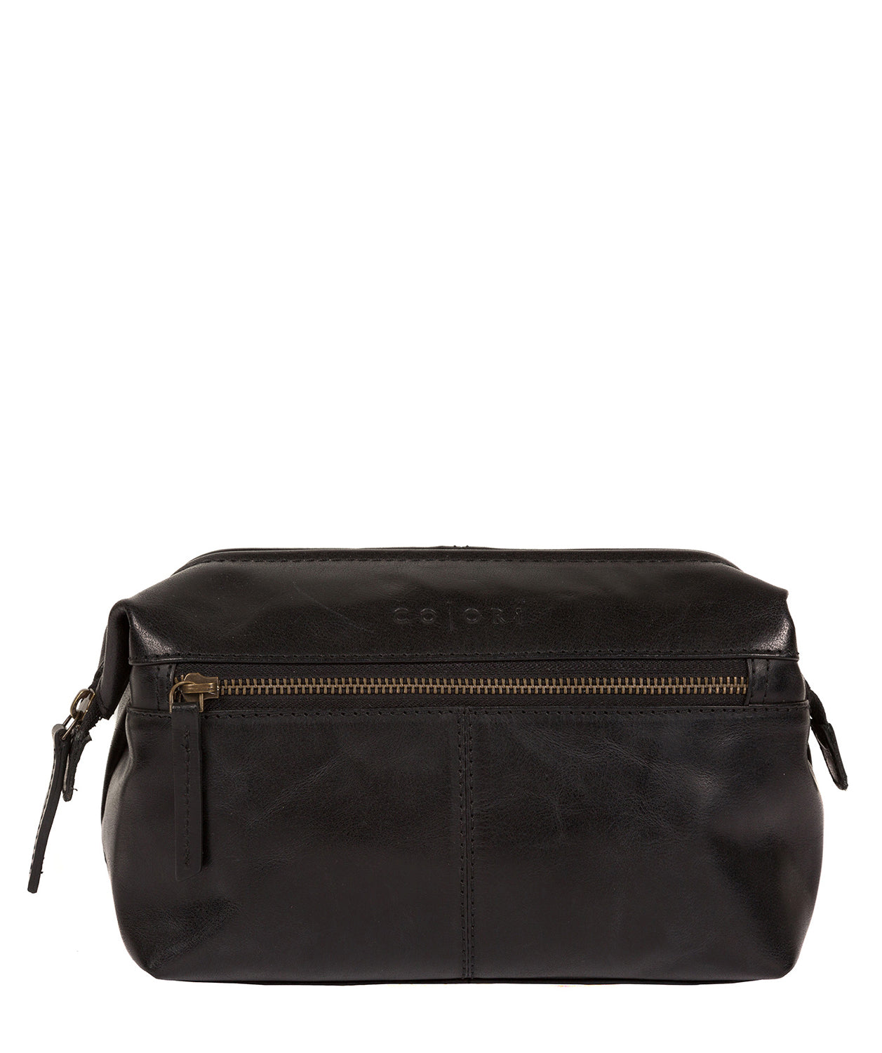 'Morano' Italian-Inspired Black Leather Washbag