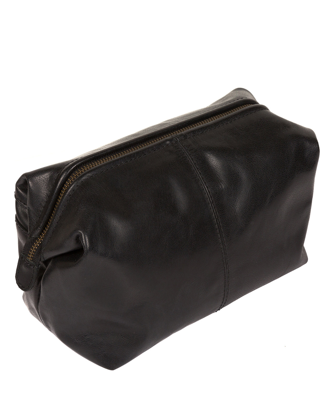 'Morano' Italian-Inspired Black Leather Washbag