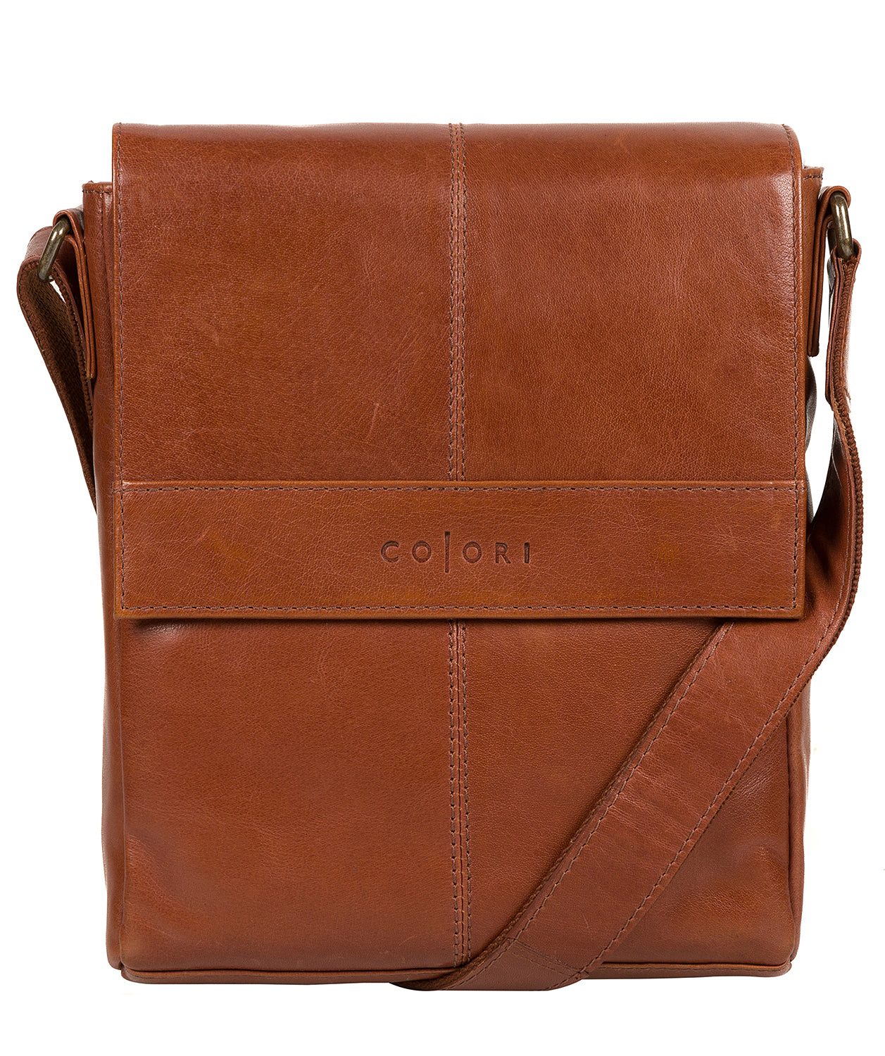 'Zoff' Italian-Inspired Chestnut Leather Messenger Bag Pure Luxuries London