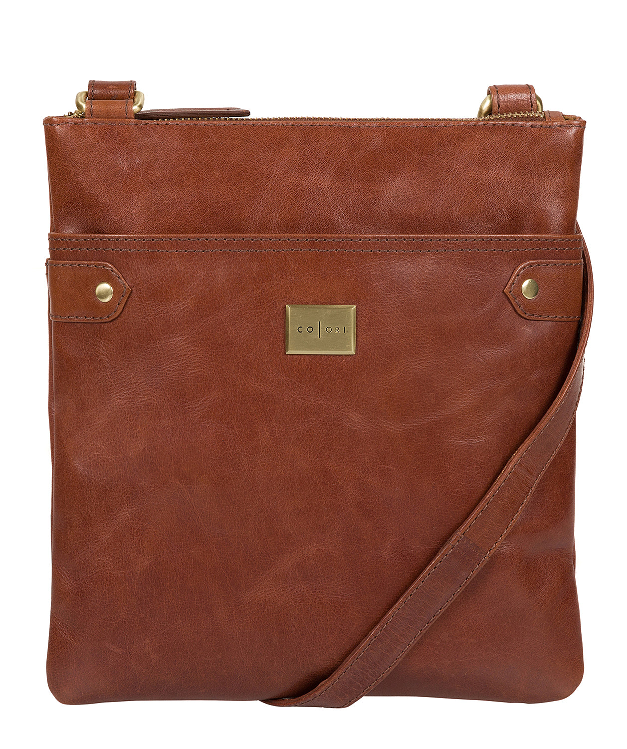 'Siena' Italian-Inspired Chestnut Leather Cross Body Bag