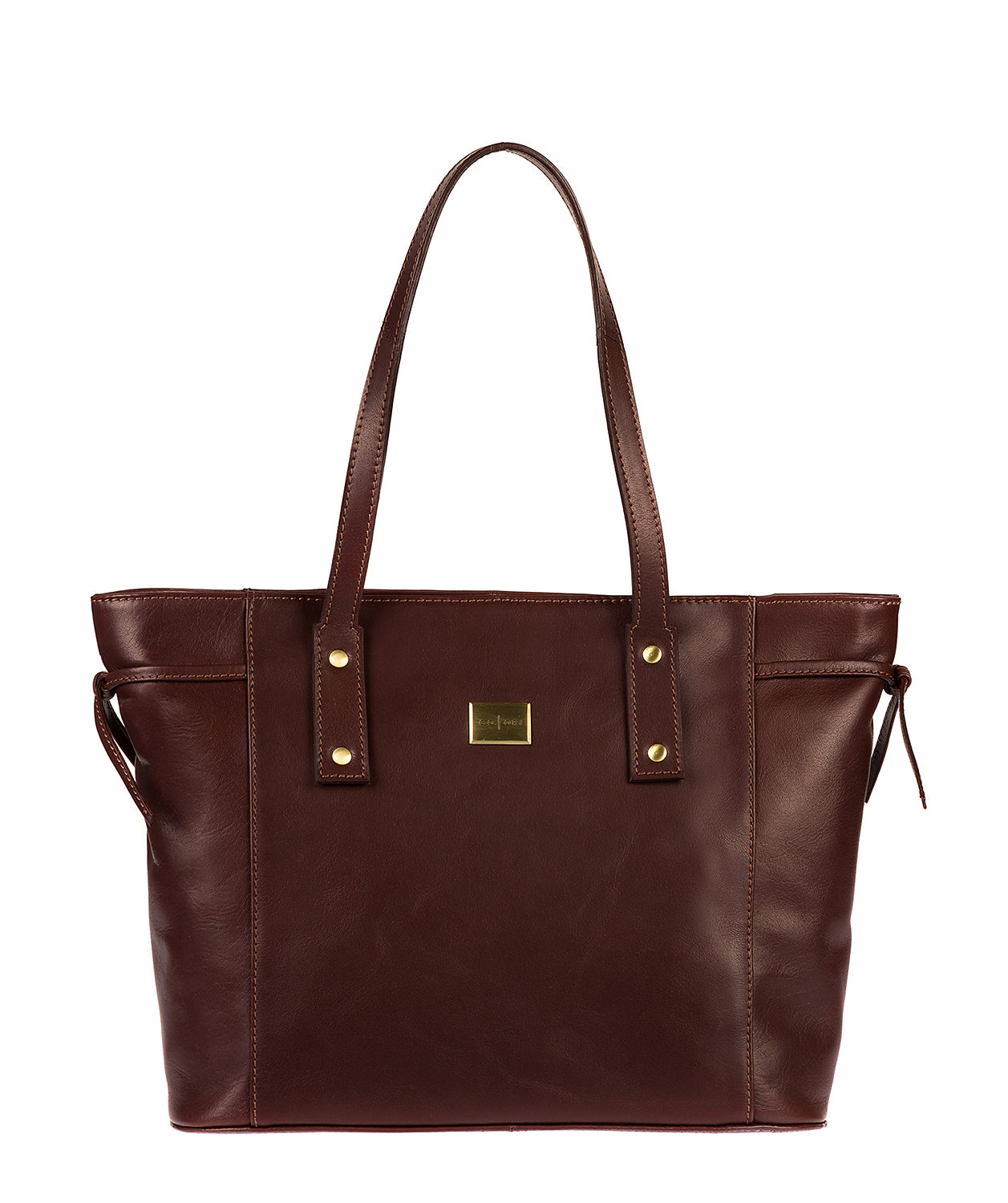 'Mazara' Italian-Inspired Brown Leather Tote Bag