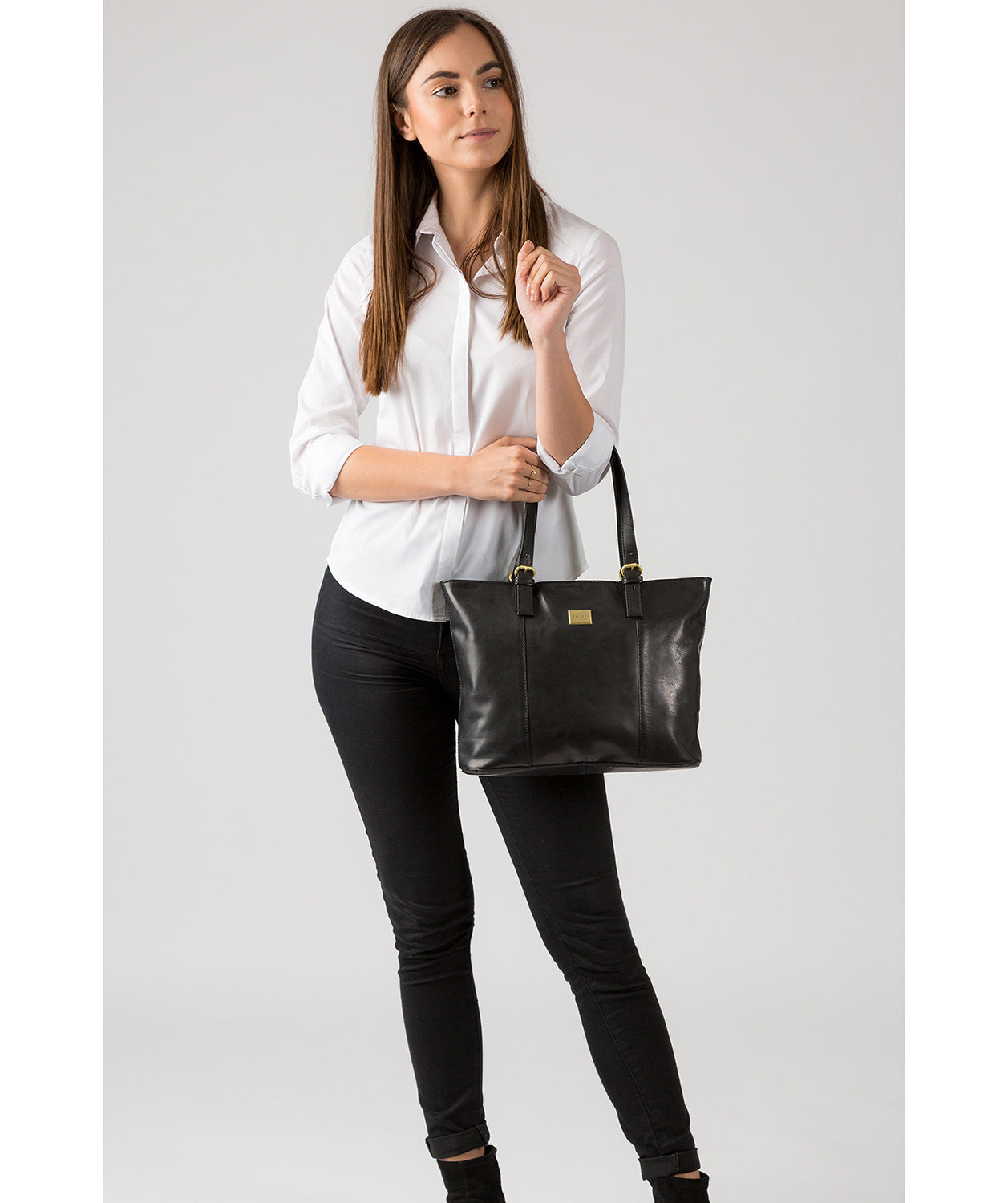 'Bianca' Italian-Inspired Black Leather Tote Bag Pure Luxuries London