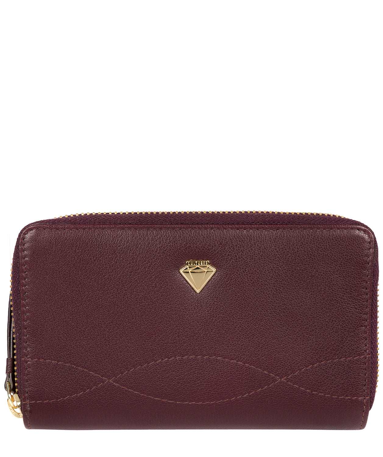 'Wittion' Beetroot Leather Zip-Round Purse Pure Luxuries London