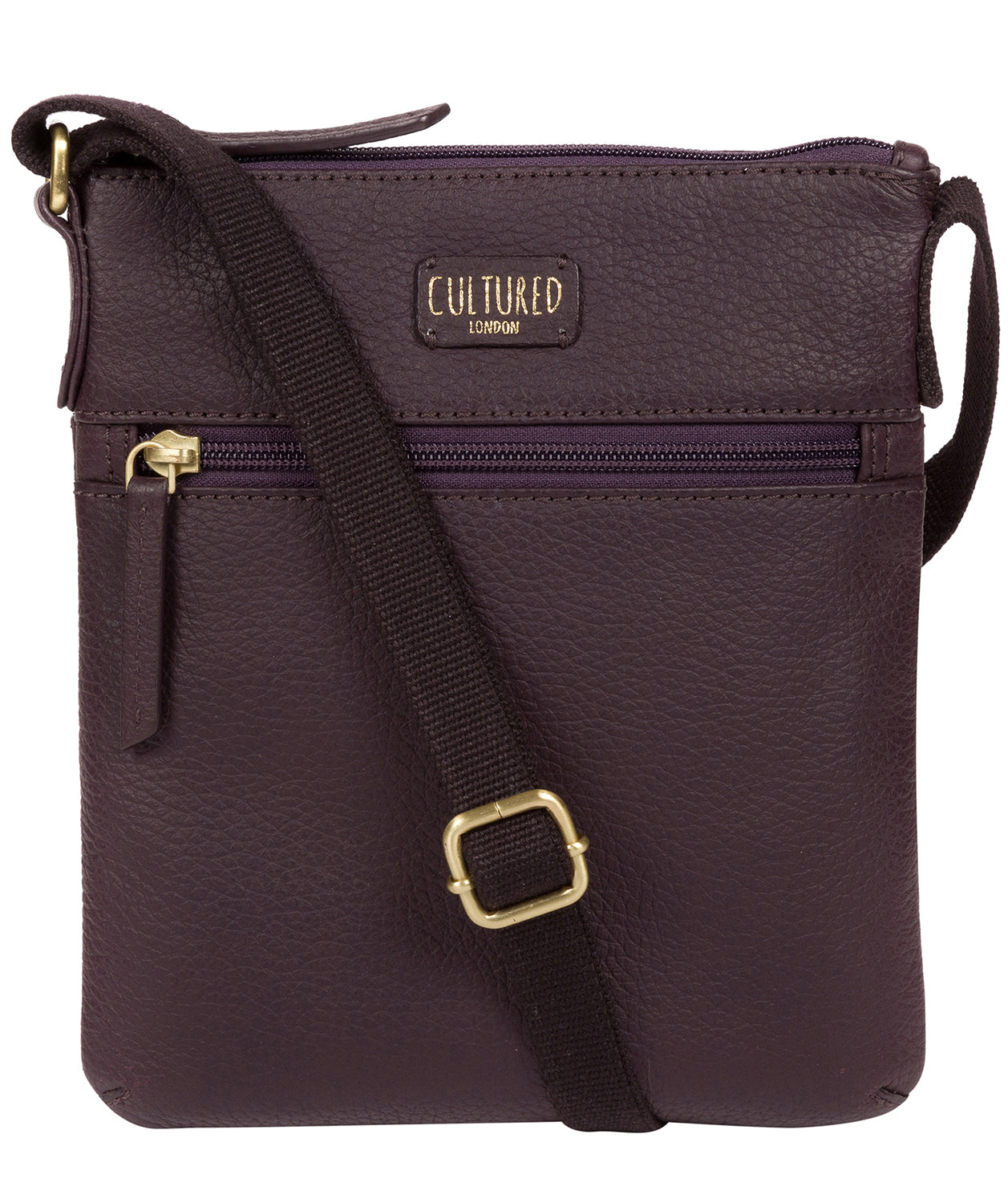 'Zaz' Plum Leather Small Cross Body Bag Pure Luxuries London