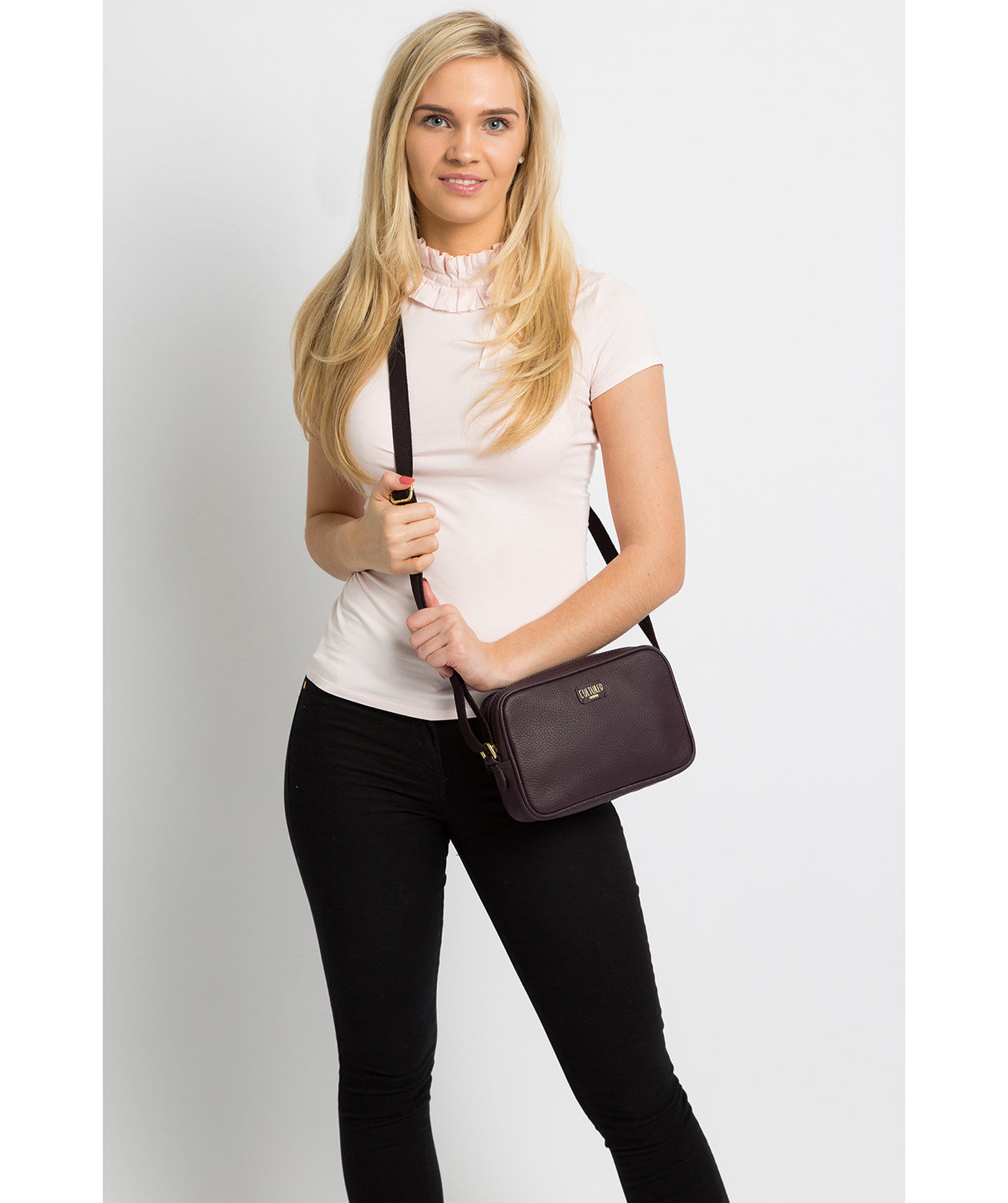 'Giulia' Plum Leather Small Cross Body Bag image 2