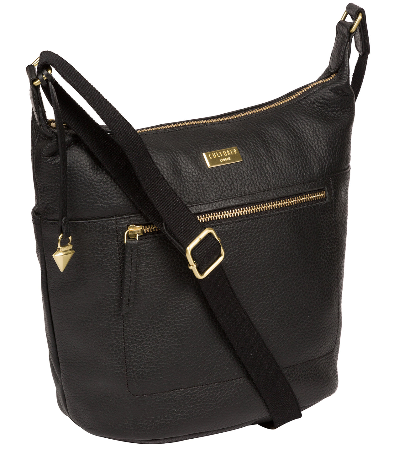 'Paula' Black Leather Cross Body Bag image 5