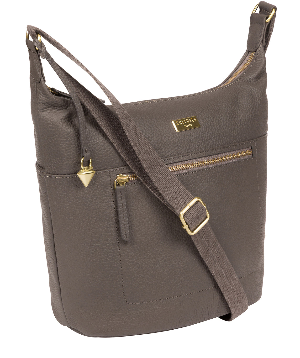 'Paula' Grey Leather Cross Body Bag image 5