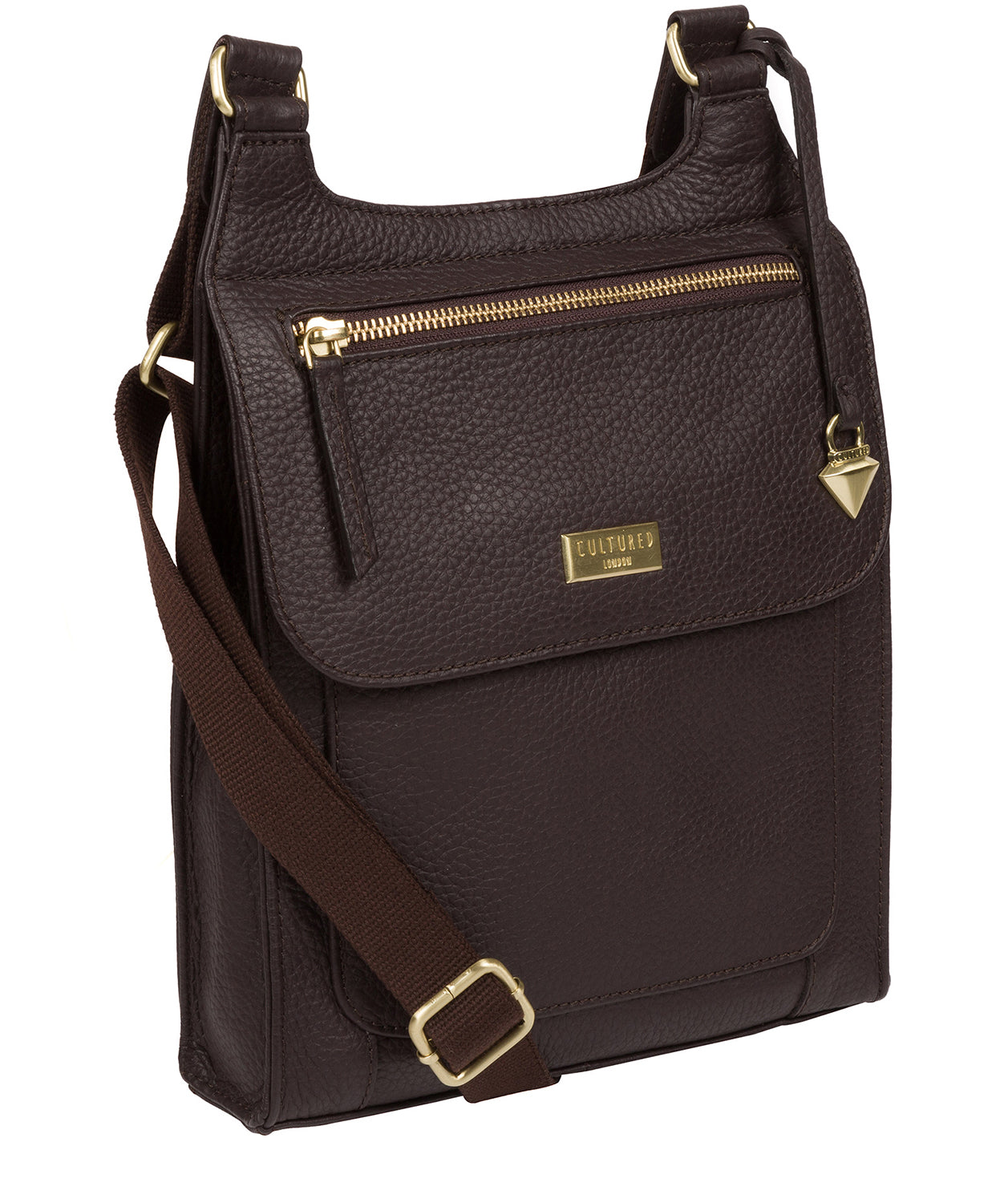 'Marie' Dark Chocolate Leather Cross Body Bag Pure Luxuries London