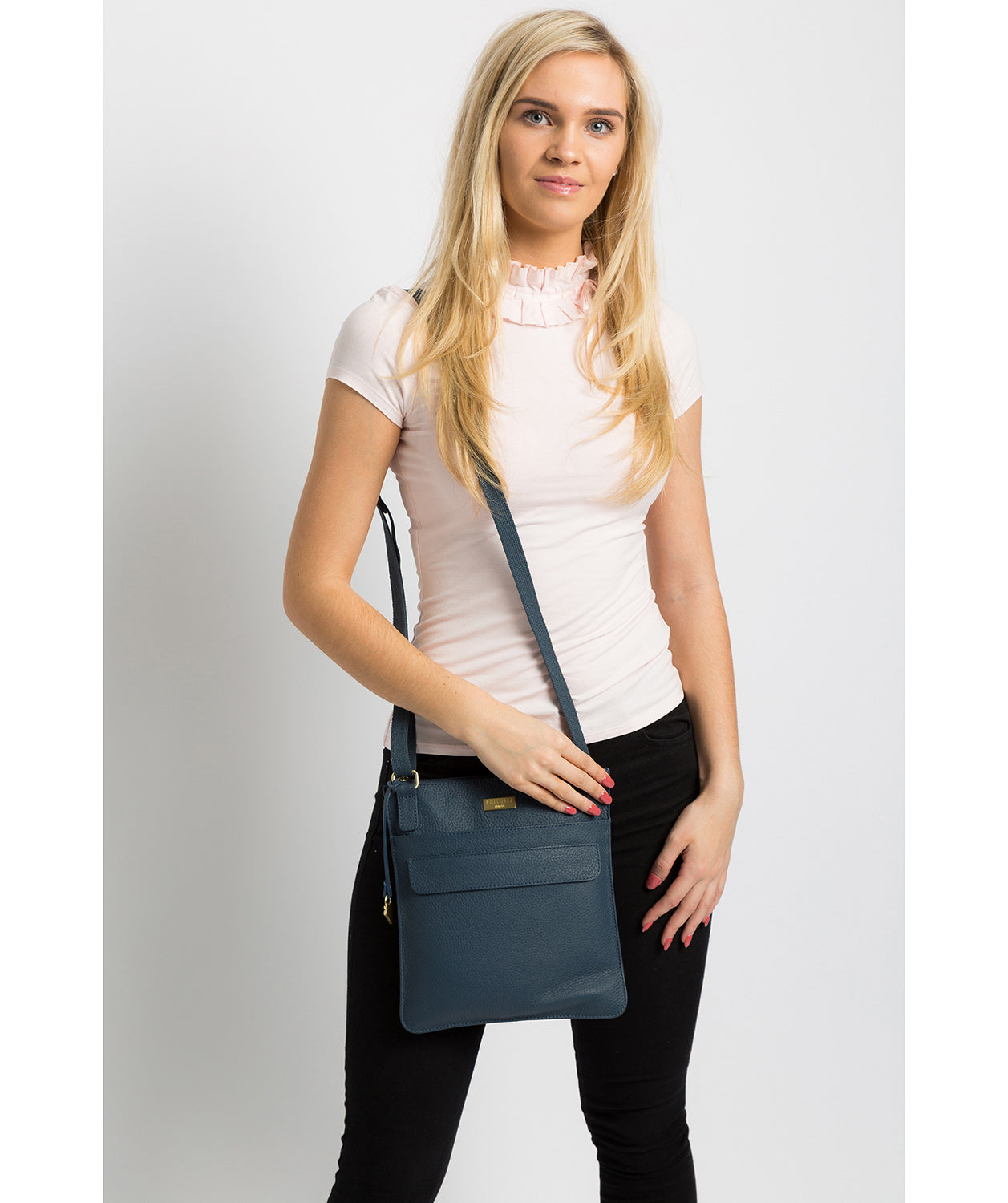 'Joan' Denim Leather Cross Body Bag Pure Luxuries London