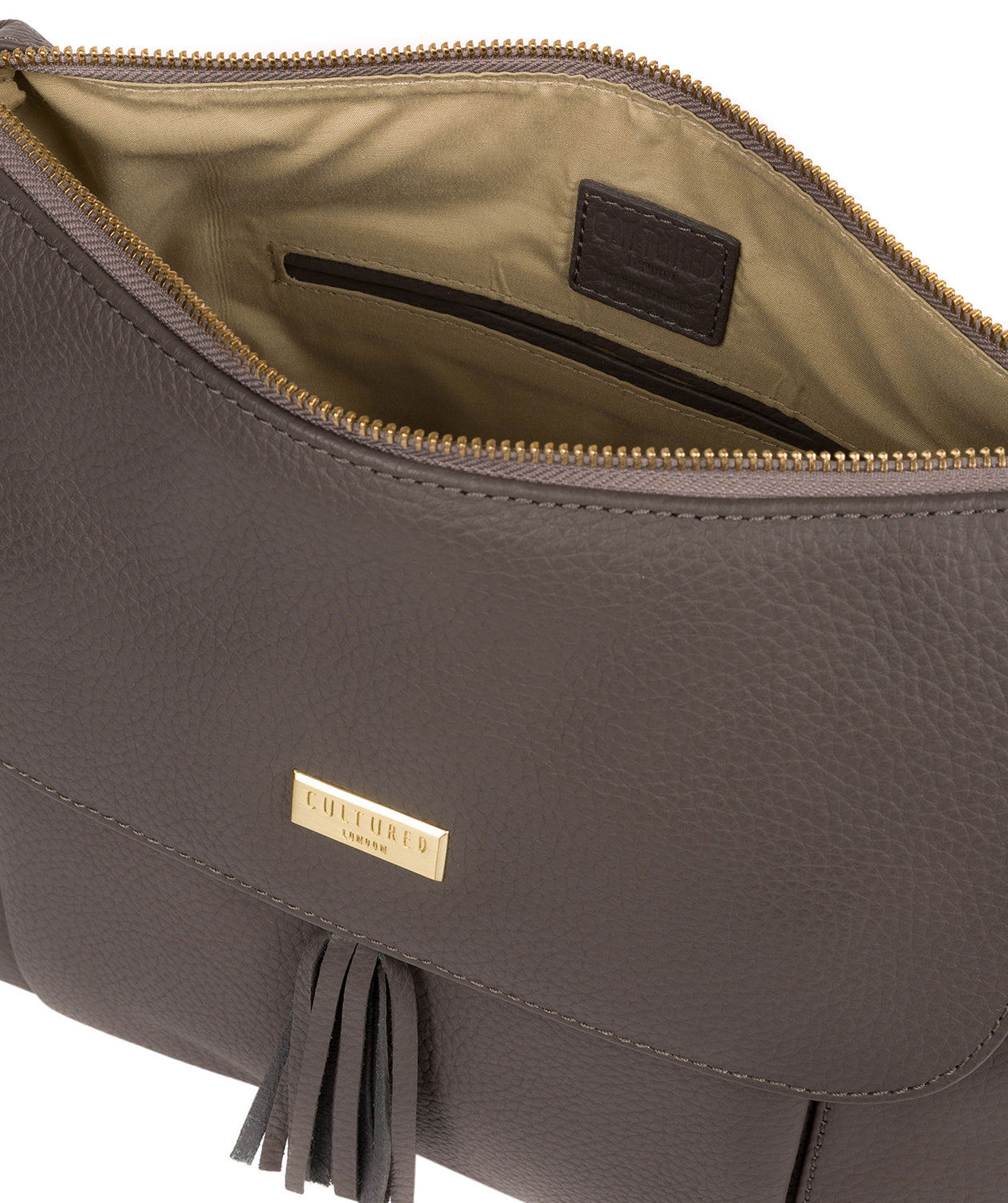 'Henriette' Grey Leather Shoulder Bag Pure Luxuries London