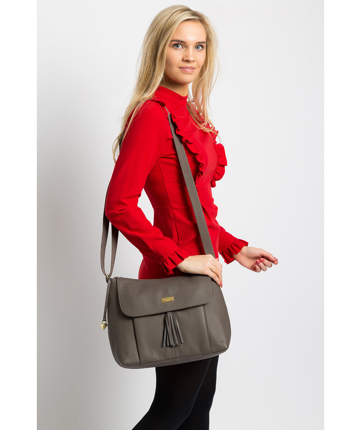 'Henriette' Grey Leather Shoulder Bag Pure Luxuries London