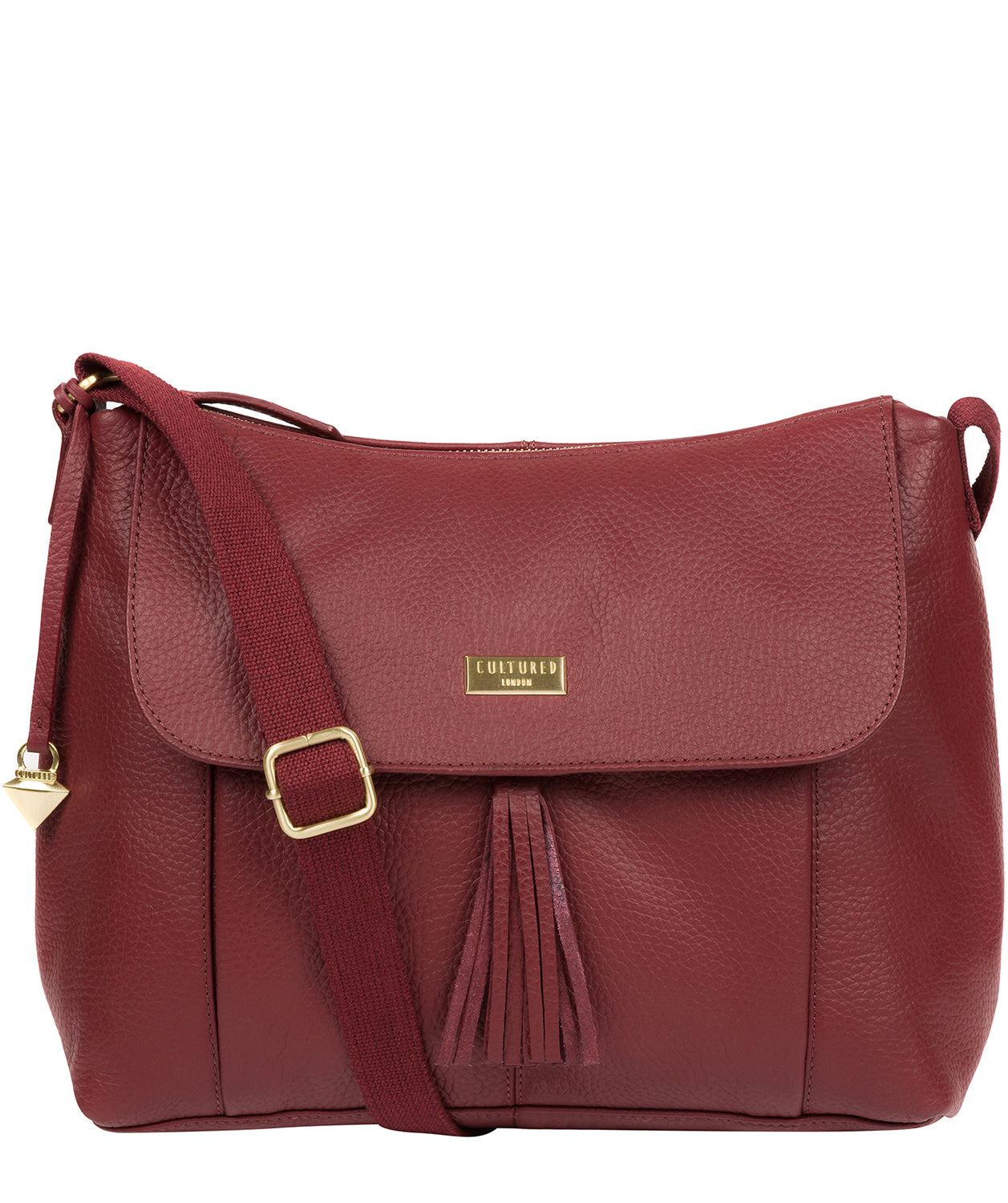 'Henriette' Ruby Red Leather Shoulder Bag Pure Luxuries London