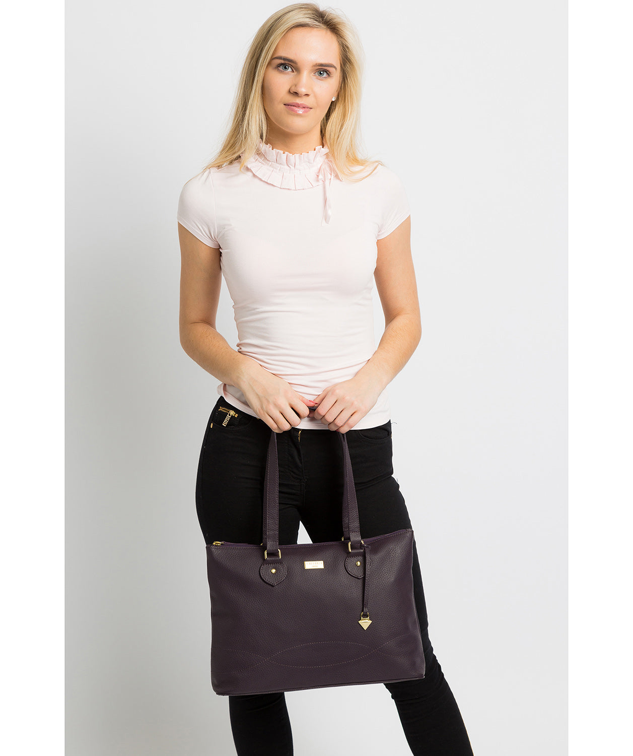 'Idelle' Fig Leather Tote Bag image 2